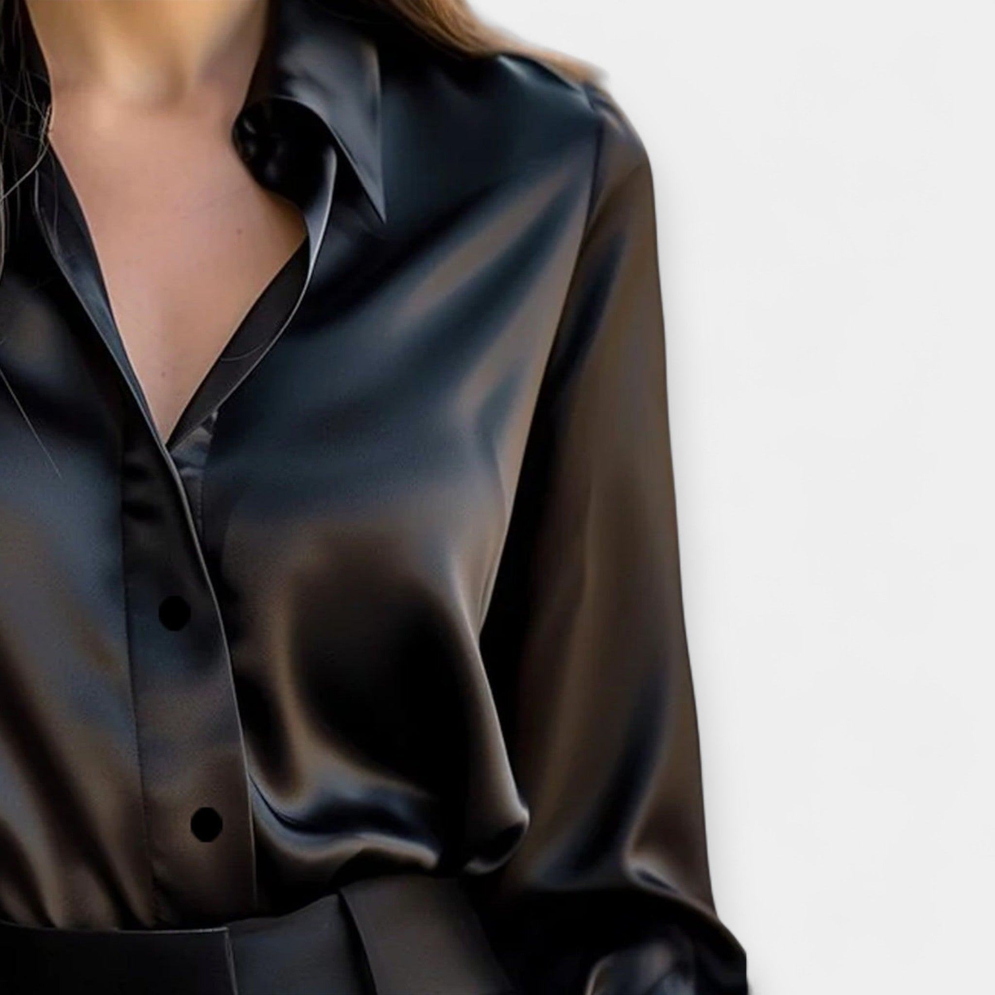 Satin Blouse with Collar