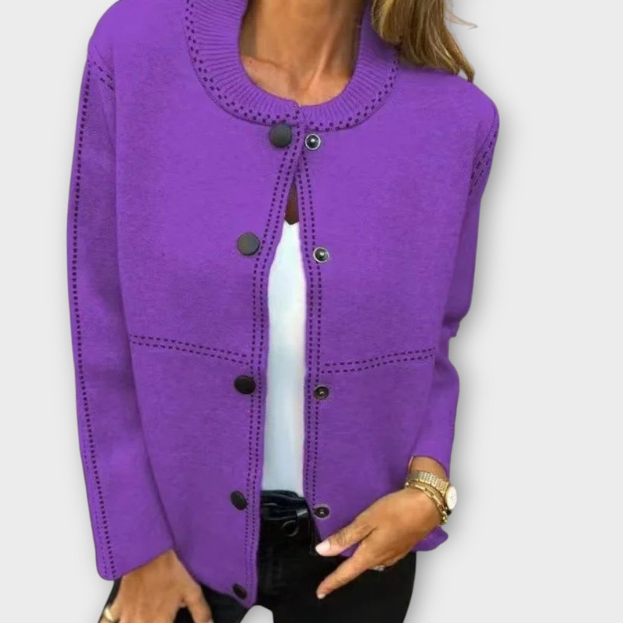 Classic Button-Front Cardigan with Effortless Charm