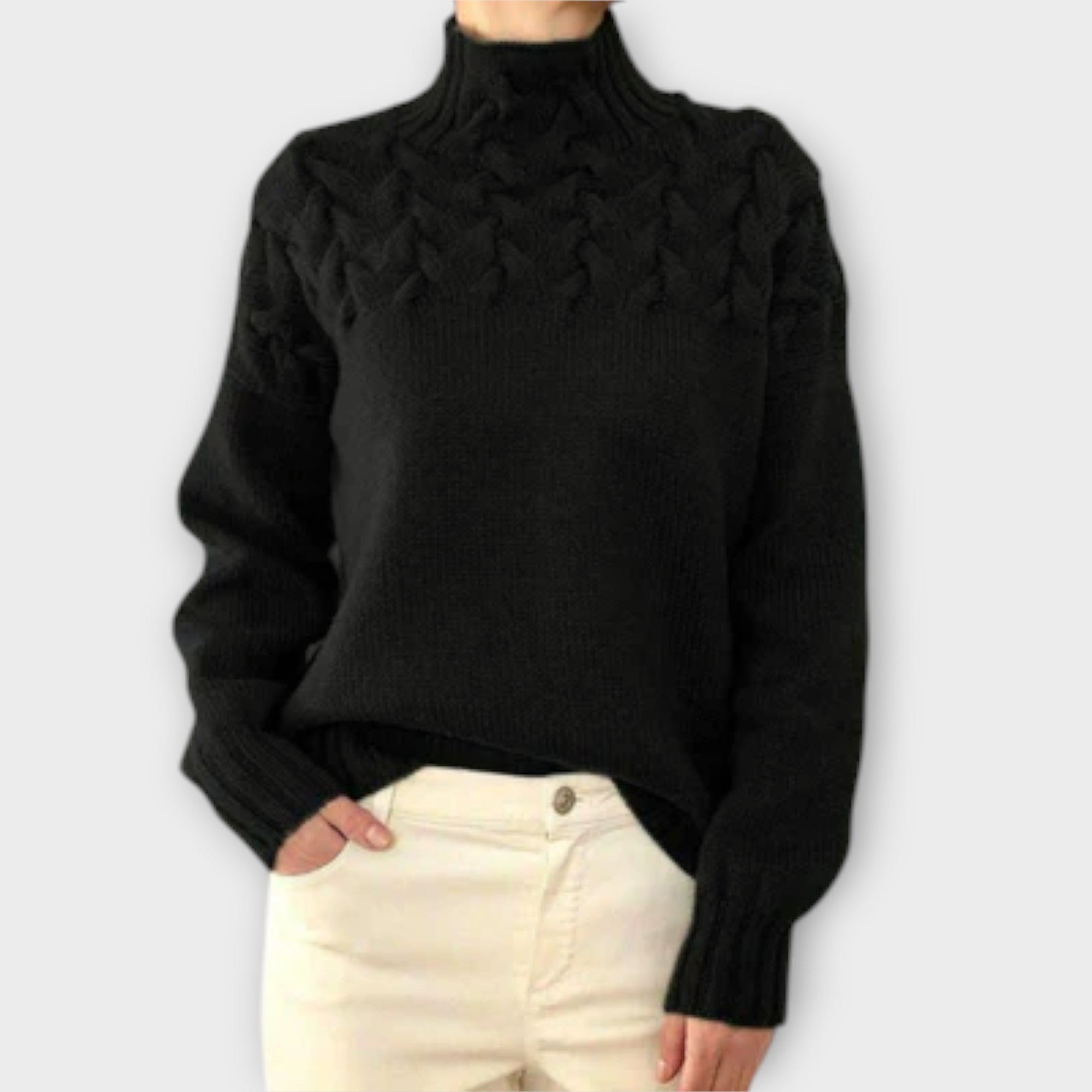 Eva - Women's Sweater with Knitting Detail