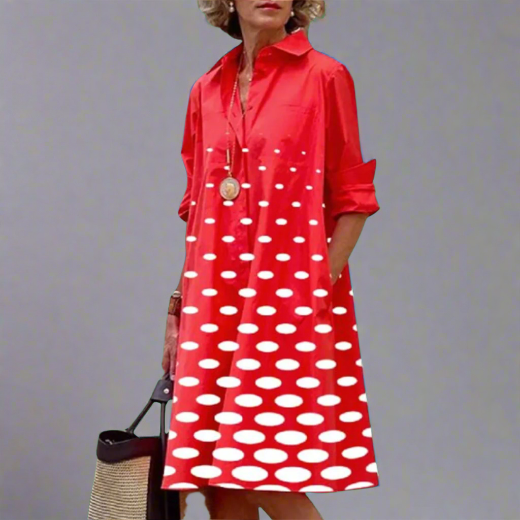 Handmade Midi Dress with Polka Dot Design