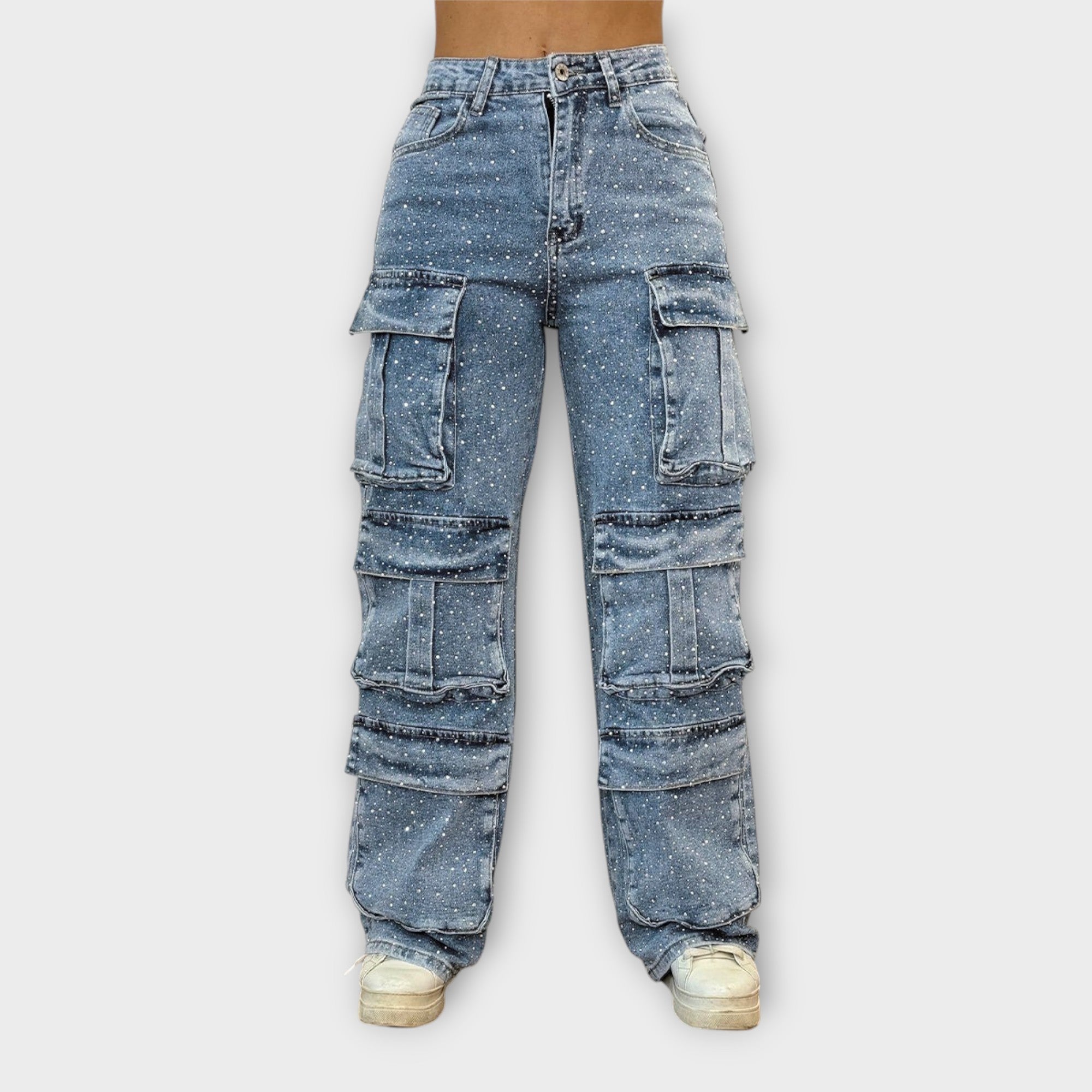 Rhinestone Cargo Jeans