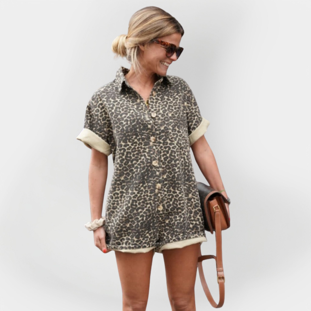 All-in-One Jumpsuit with Leopard Print