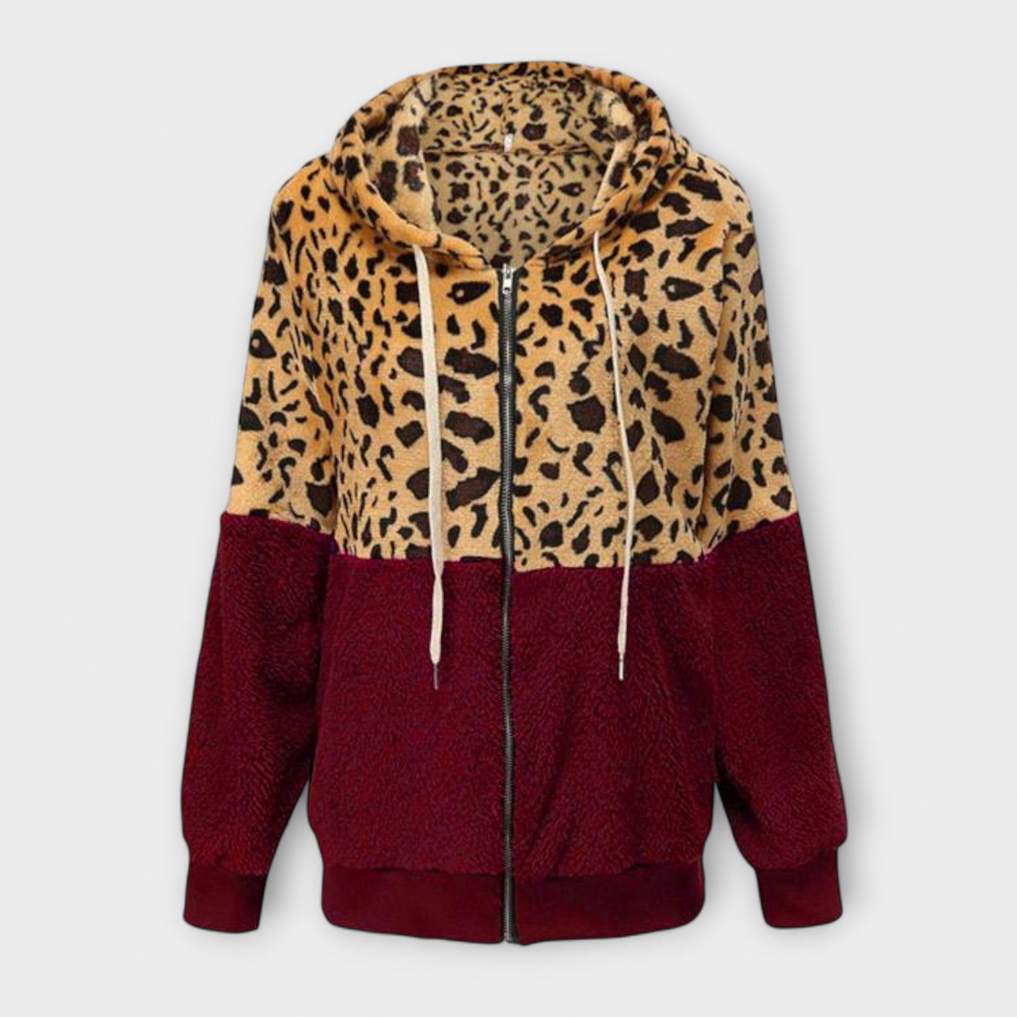 Lea - Fleece Hoodie in Leopard Print