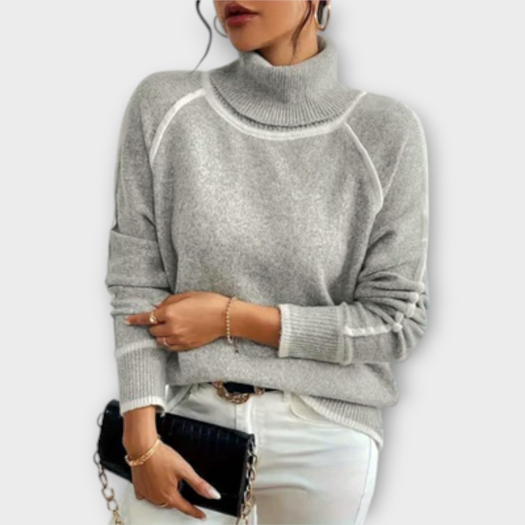 Aurora-Comfortable sweater with high collar