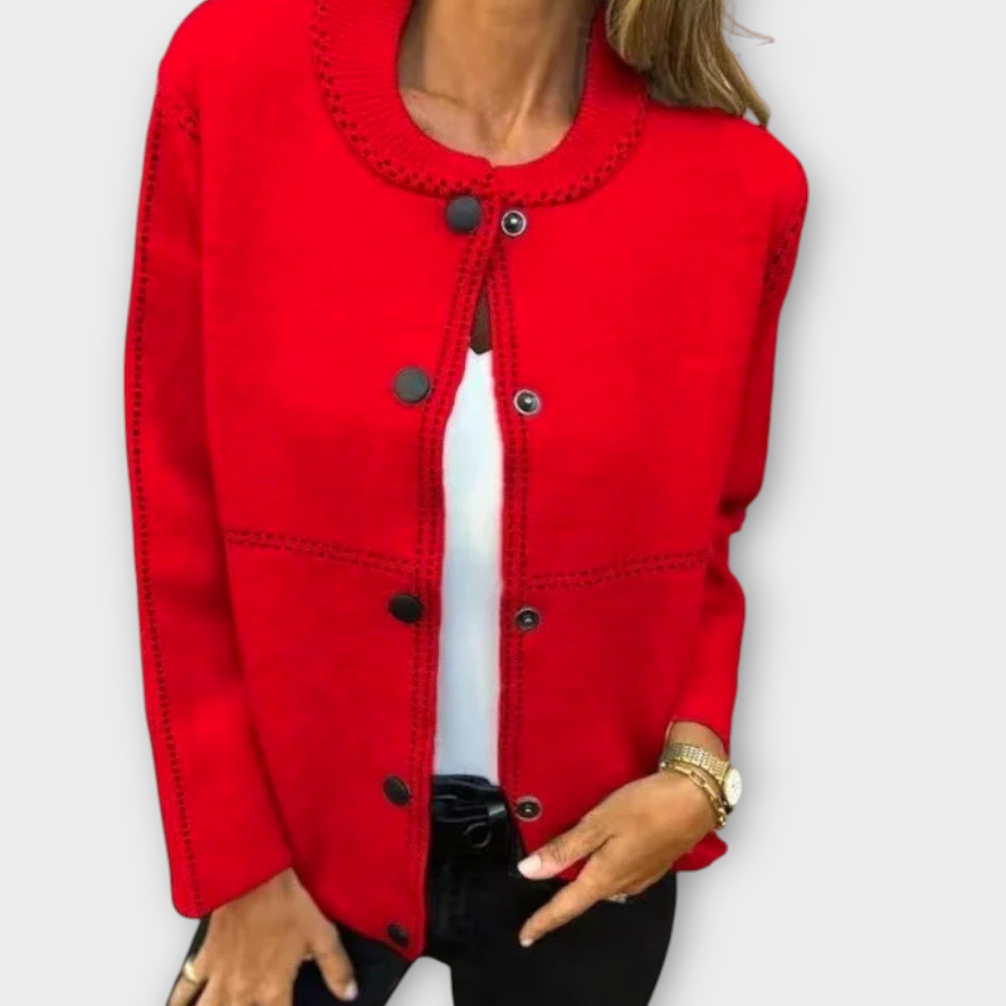 Classic Button-Front Cardigan with Effortless Charm