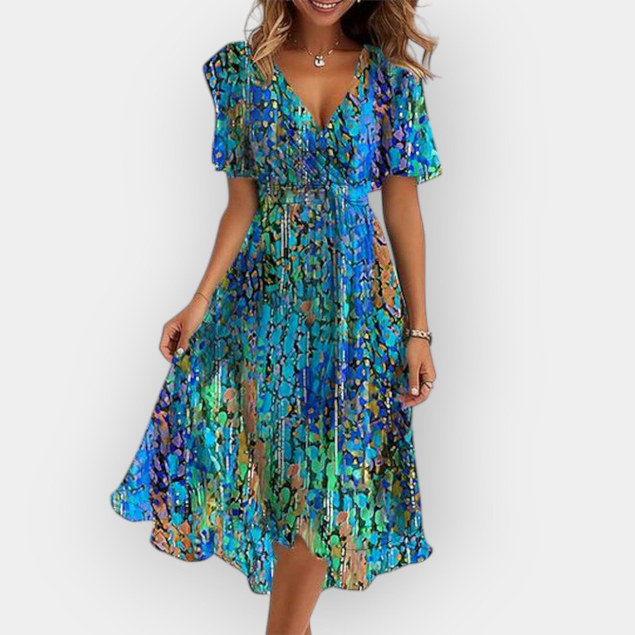 Midi Dress with Flowing Silhouette