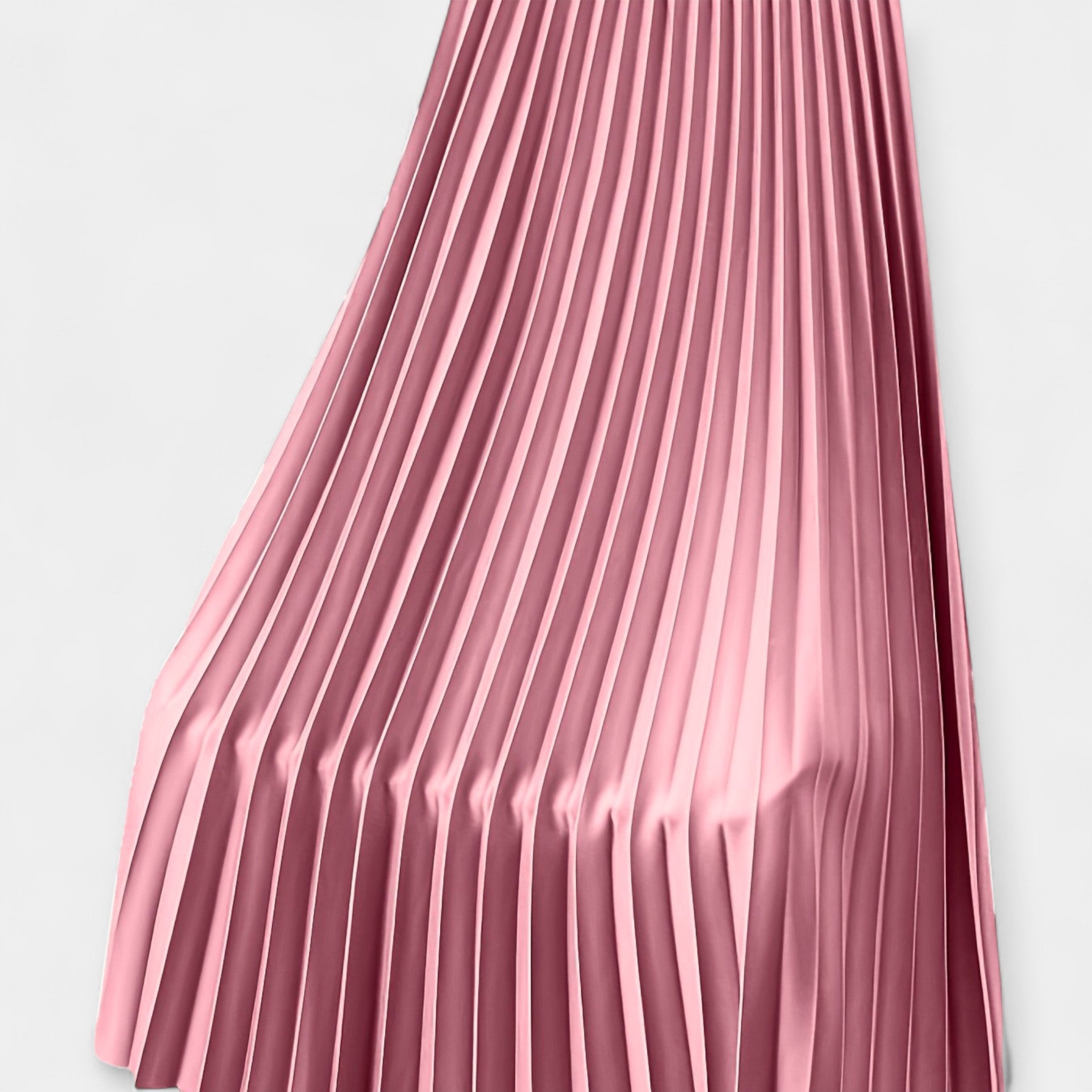 Long Pleated Satin Skirt