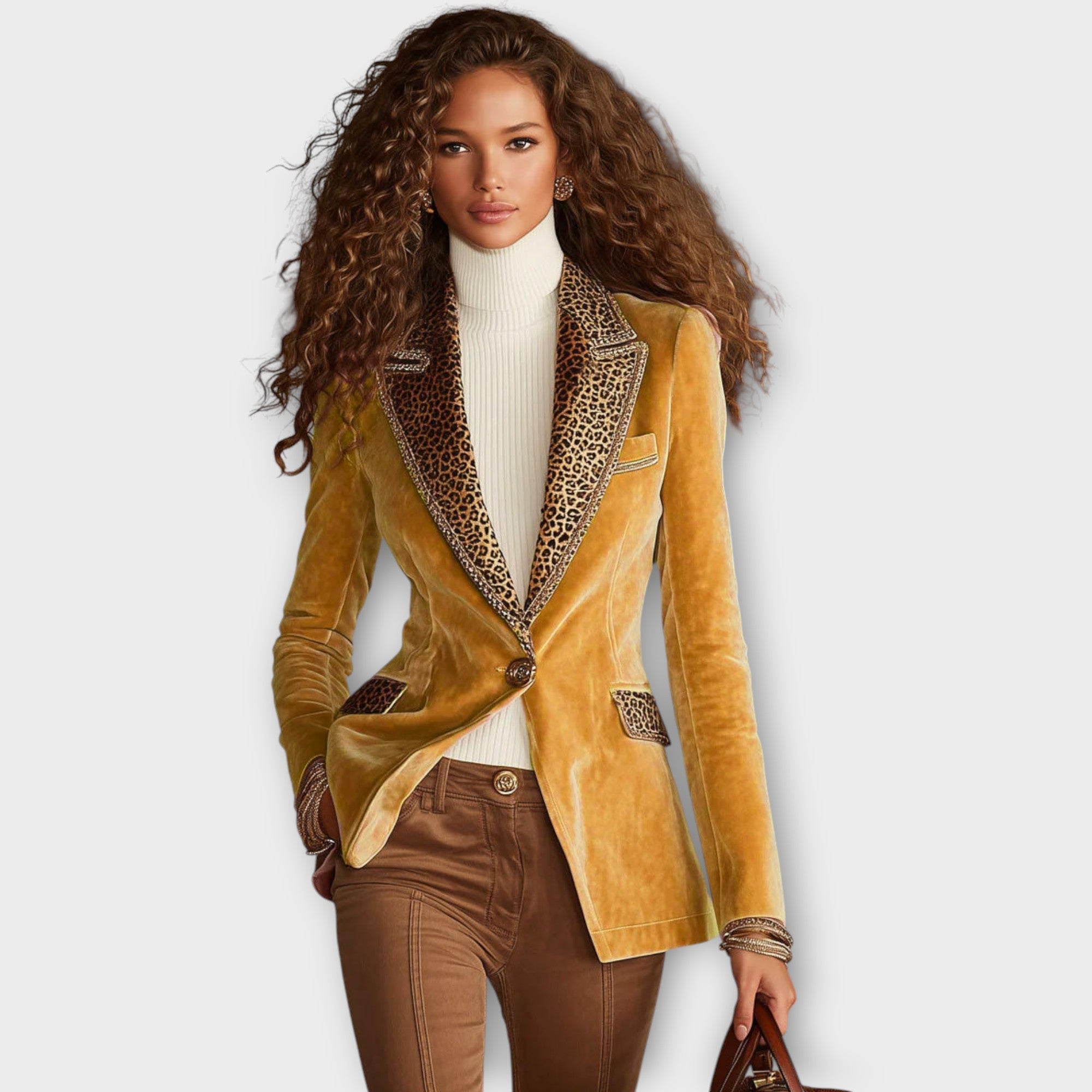 Velvet Tailored Blazer with Statement Trim