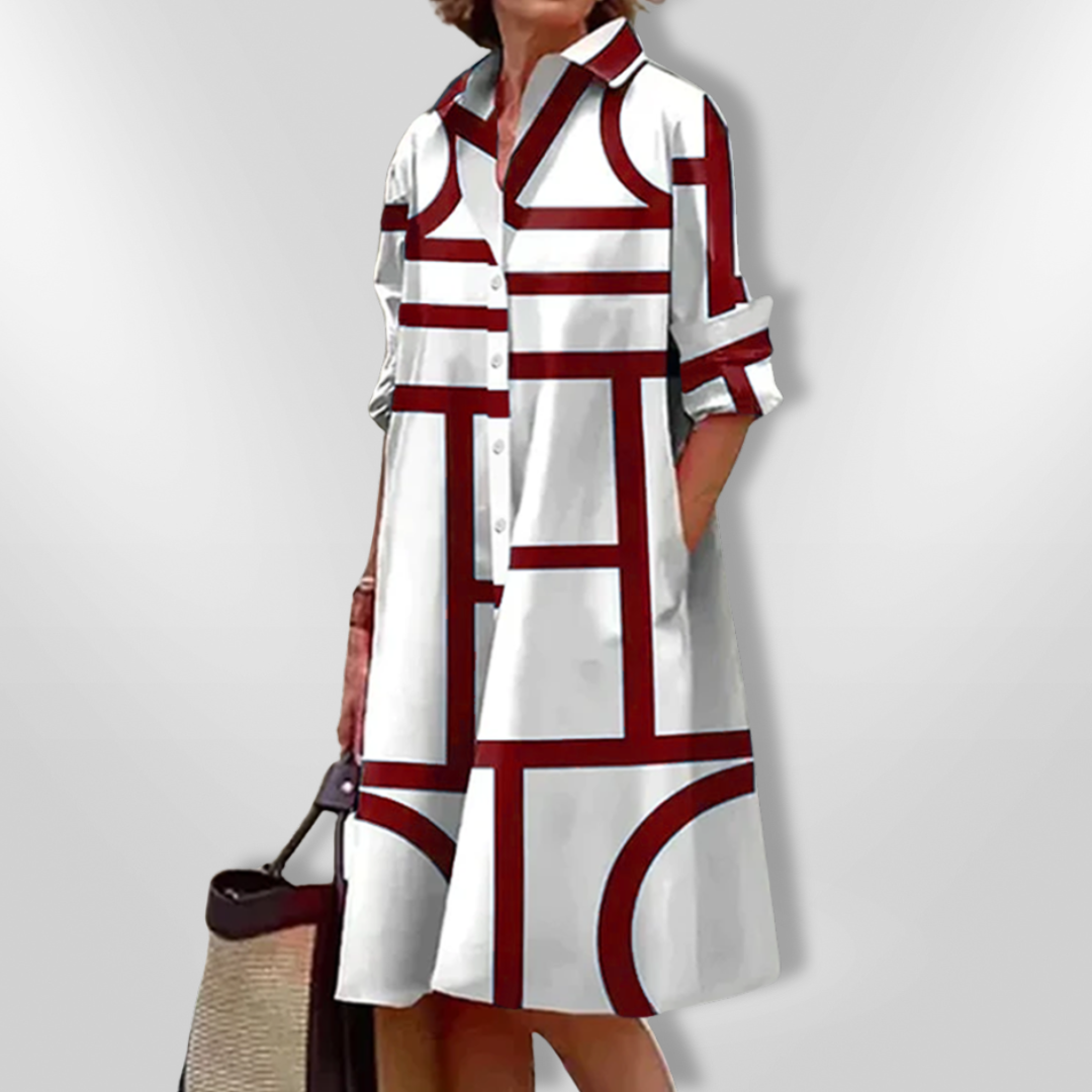 Mid-Length Dress with Geometric Pattern