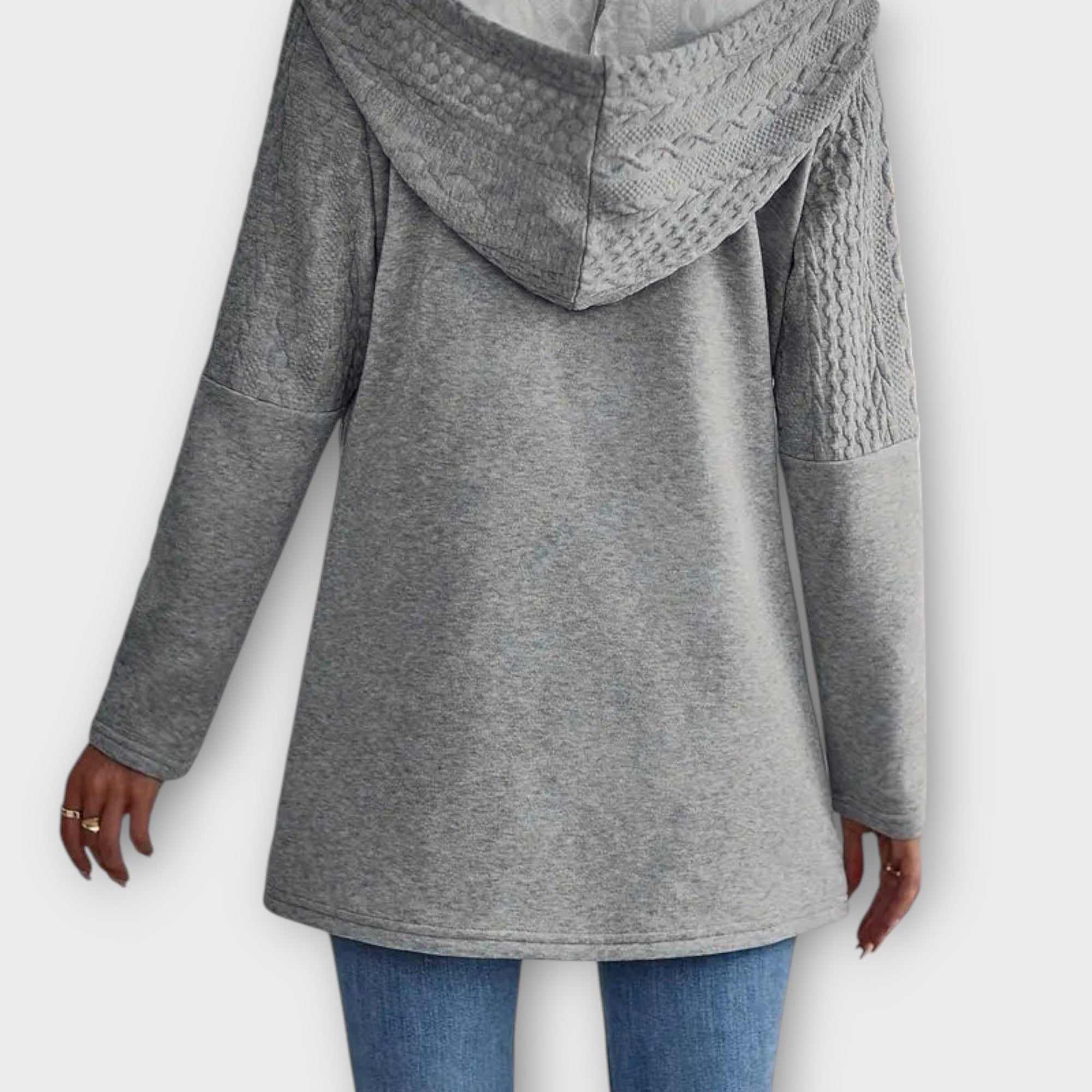 Textured Zip-Up Hooded Cardigan