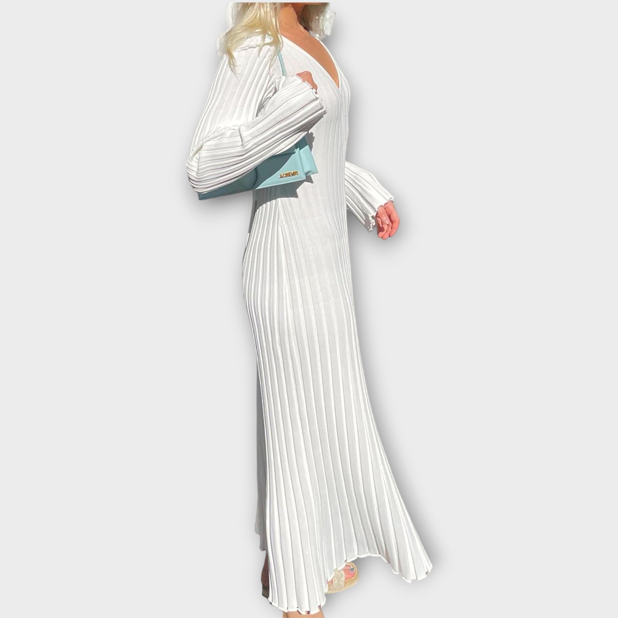 Ribbed Knit Flare Maxi Dress