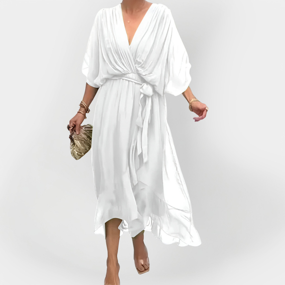 Chiffon Dress with V-Neck