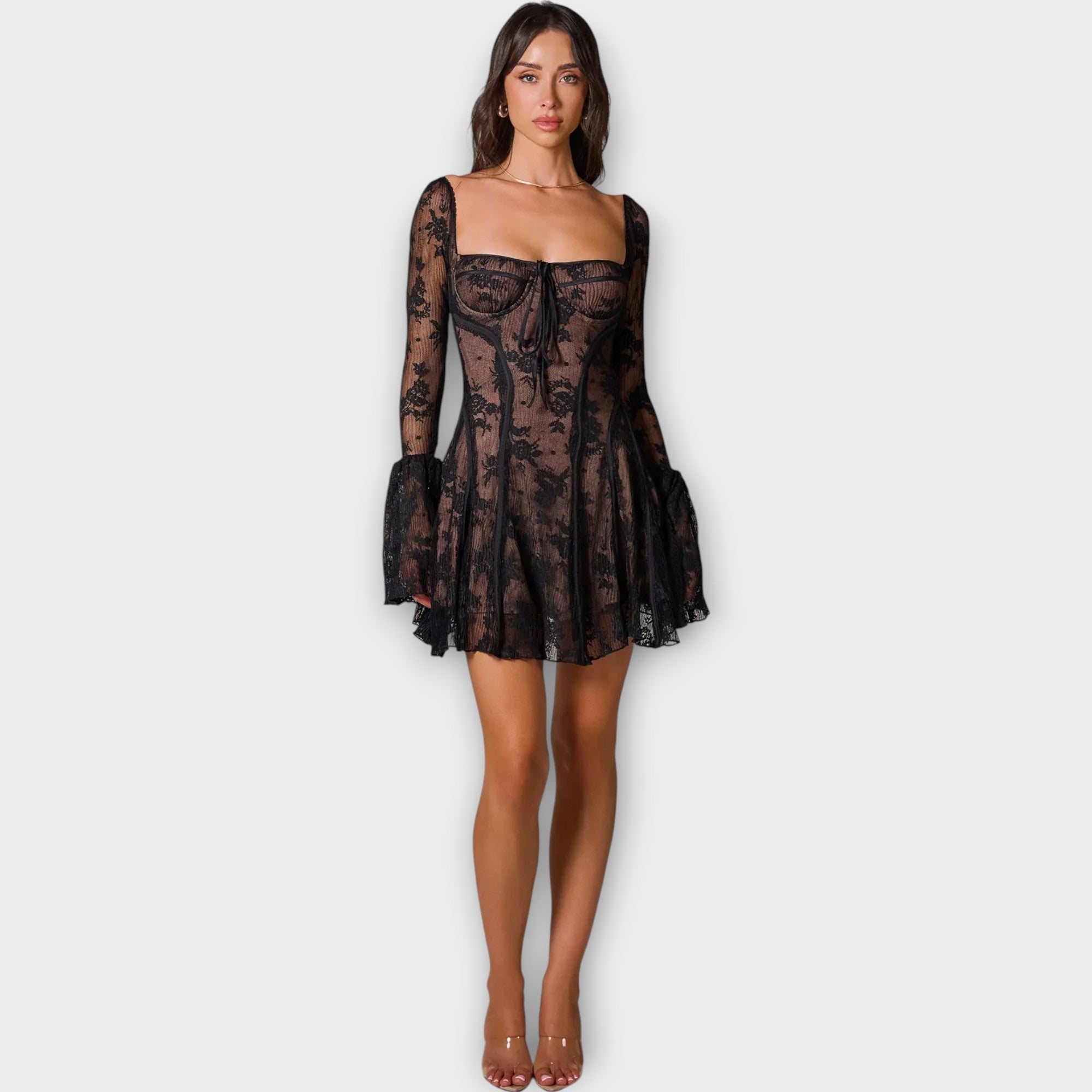 The Romantic Dress with Lace and Sheer Effect