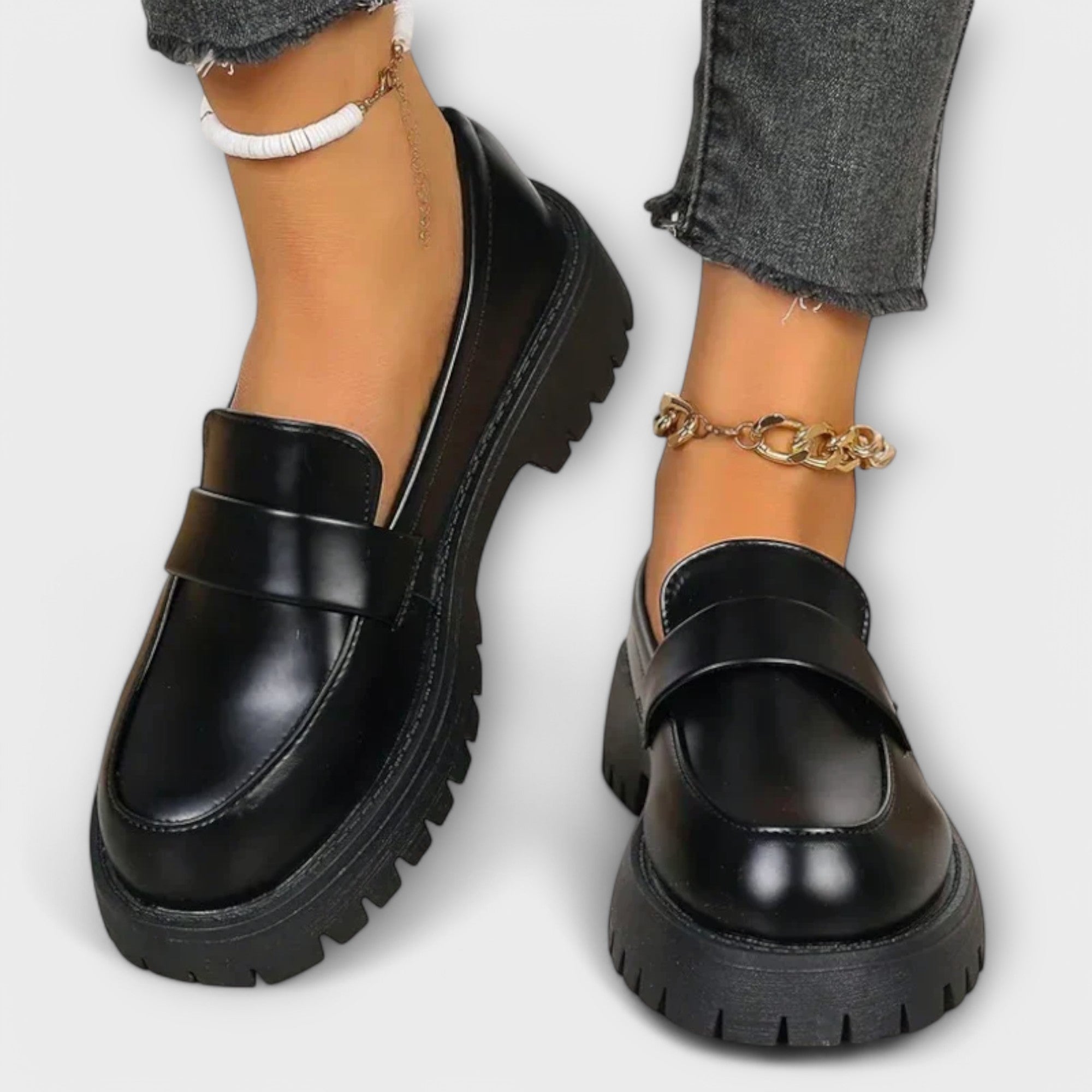 Ladies' Moccasins with Orthopaedic Design and Wedge Heels