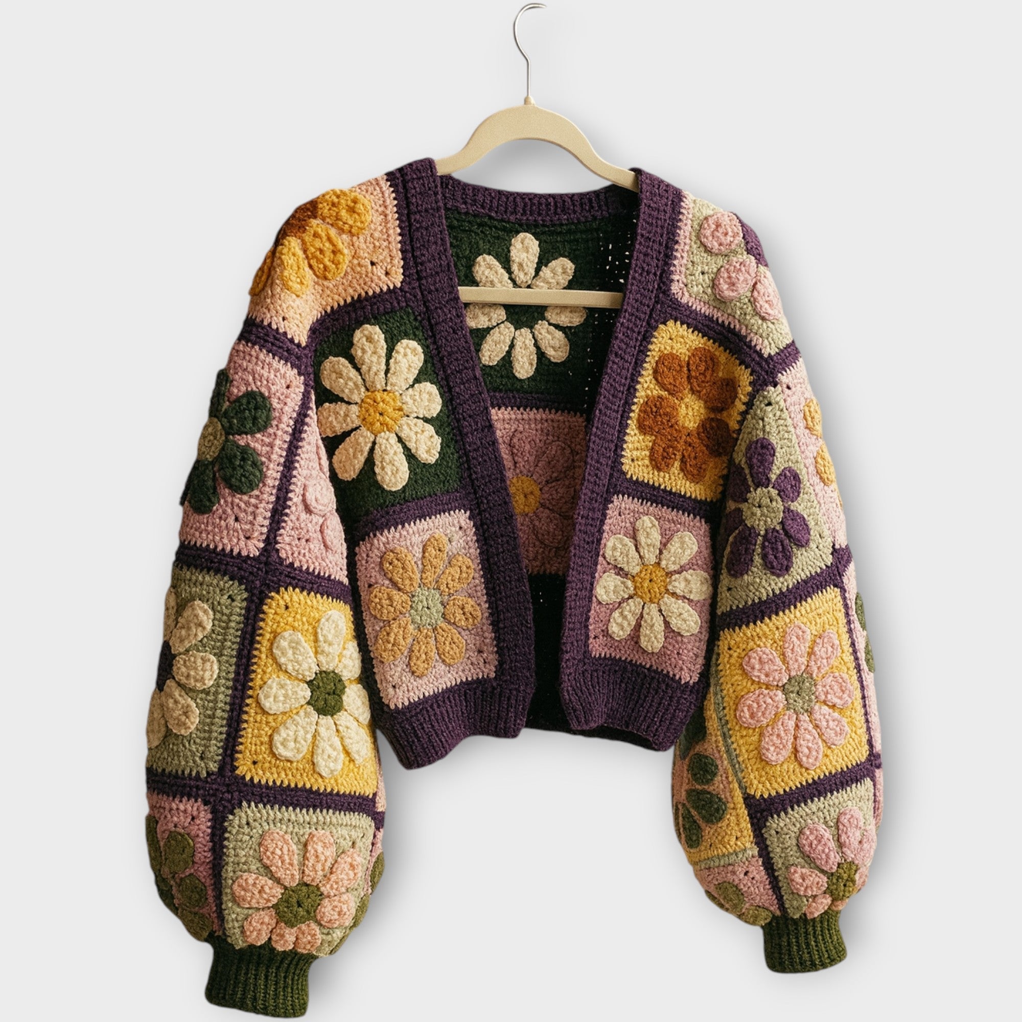 Boho Crochet Flower Cardigan