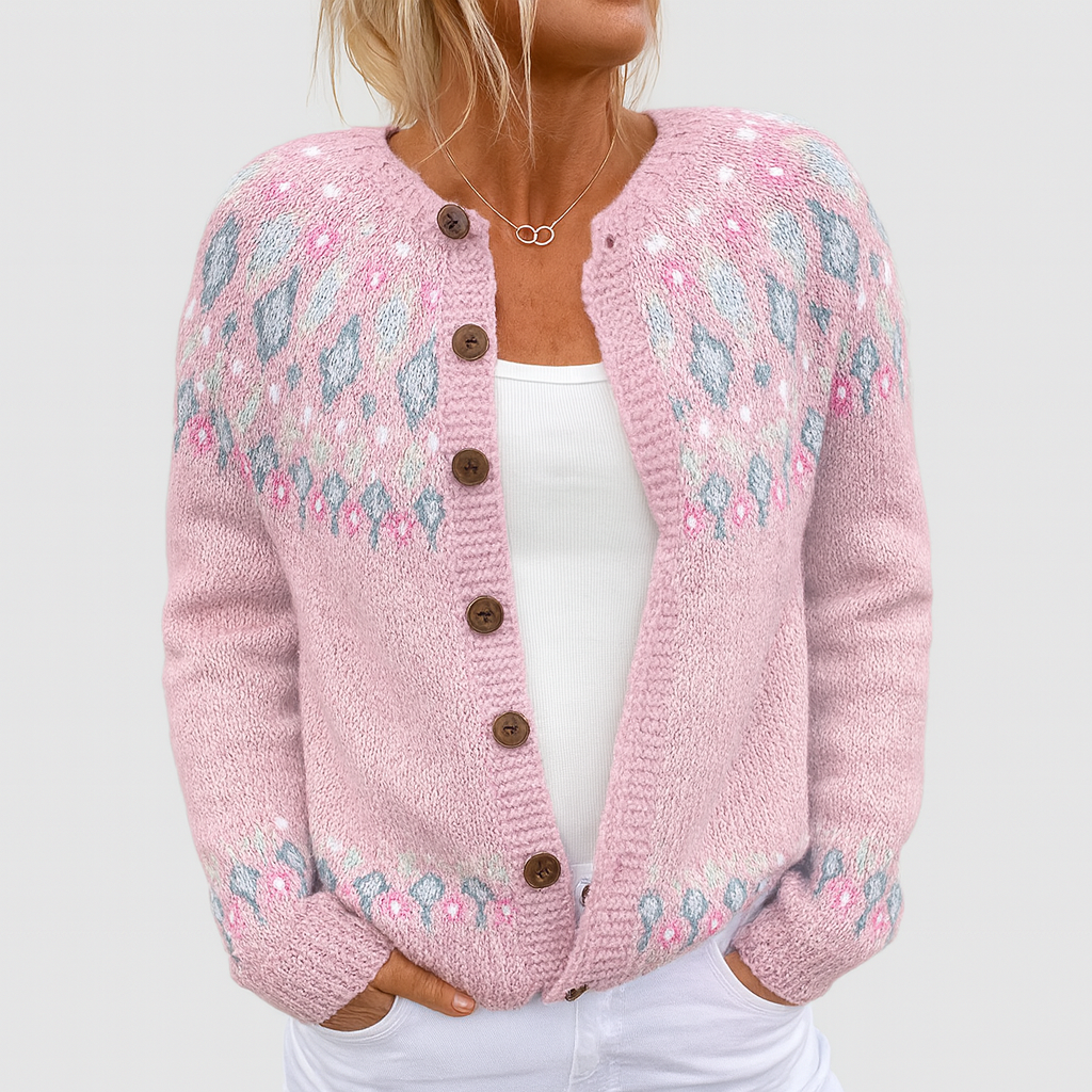 Knitted Cardigan with Pattern in Relaxed Fit