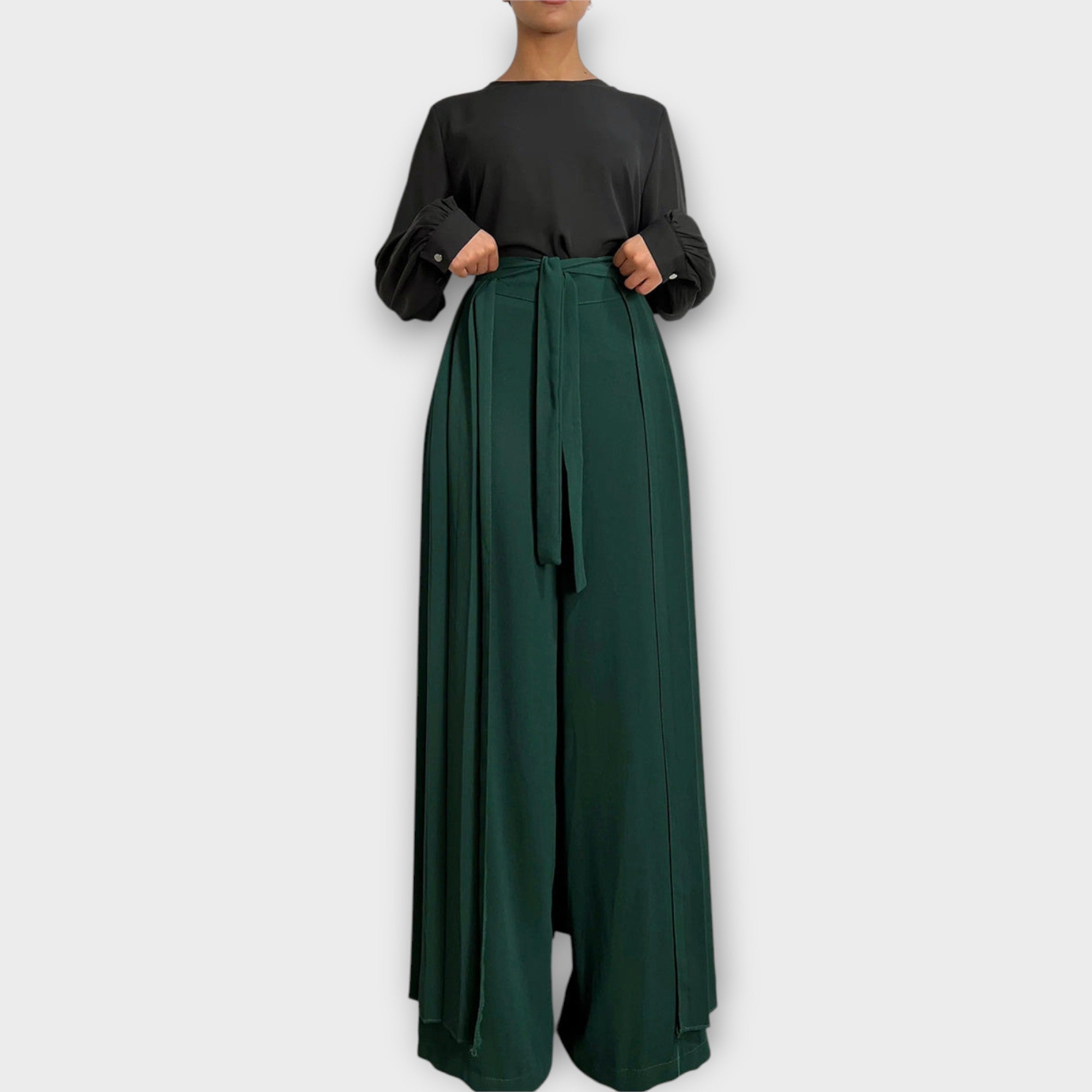 Pleated Wrap Wide Leg Trousers