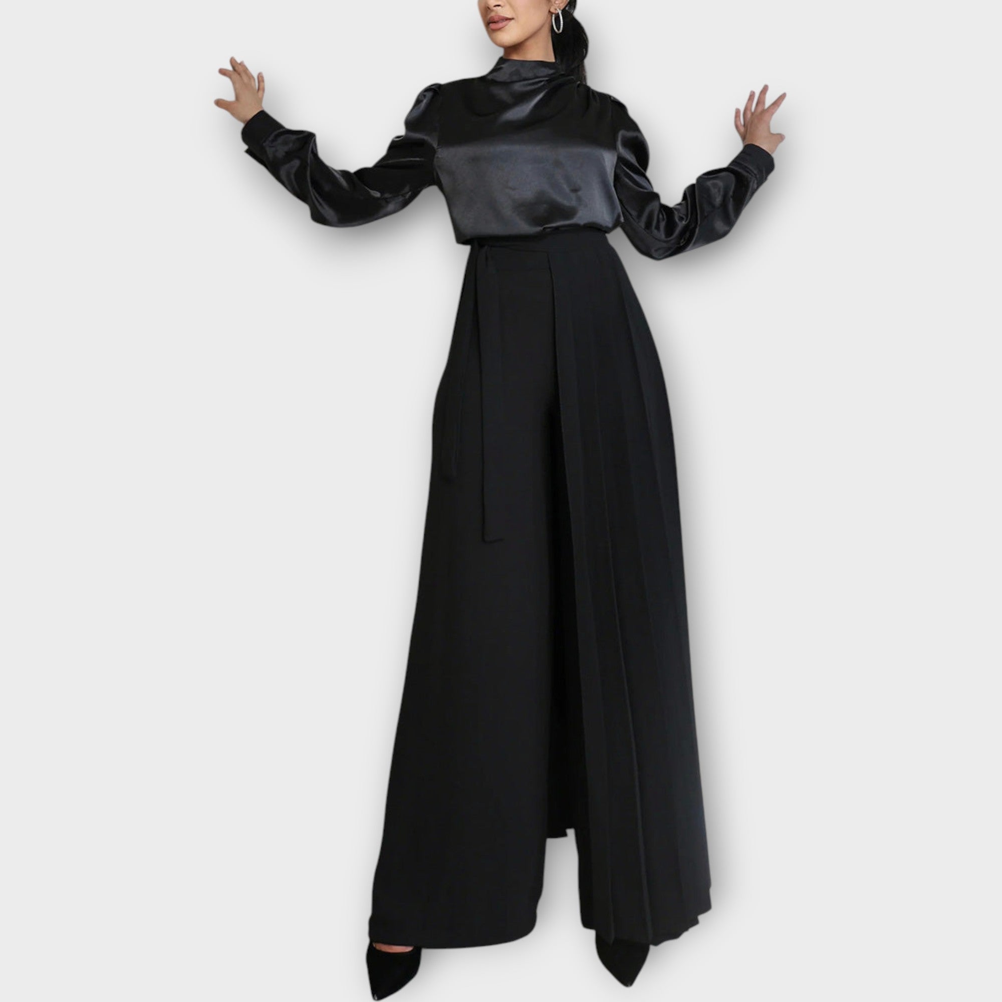 Pleated Wrap Wide Leg Trousers