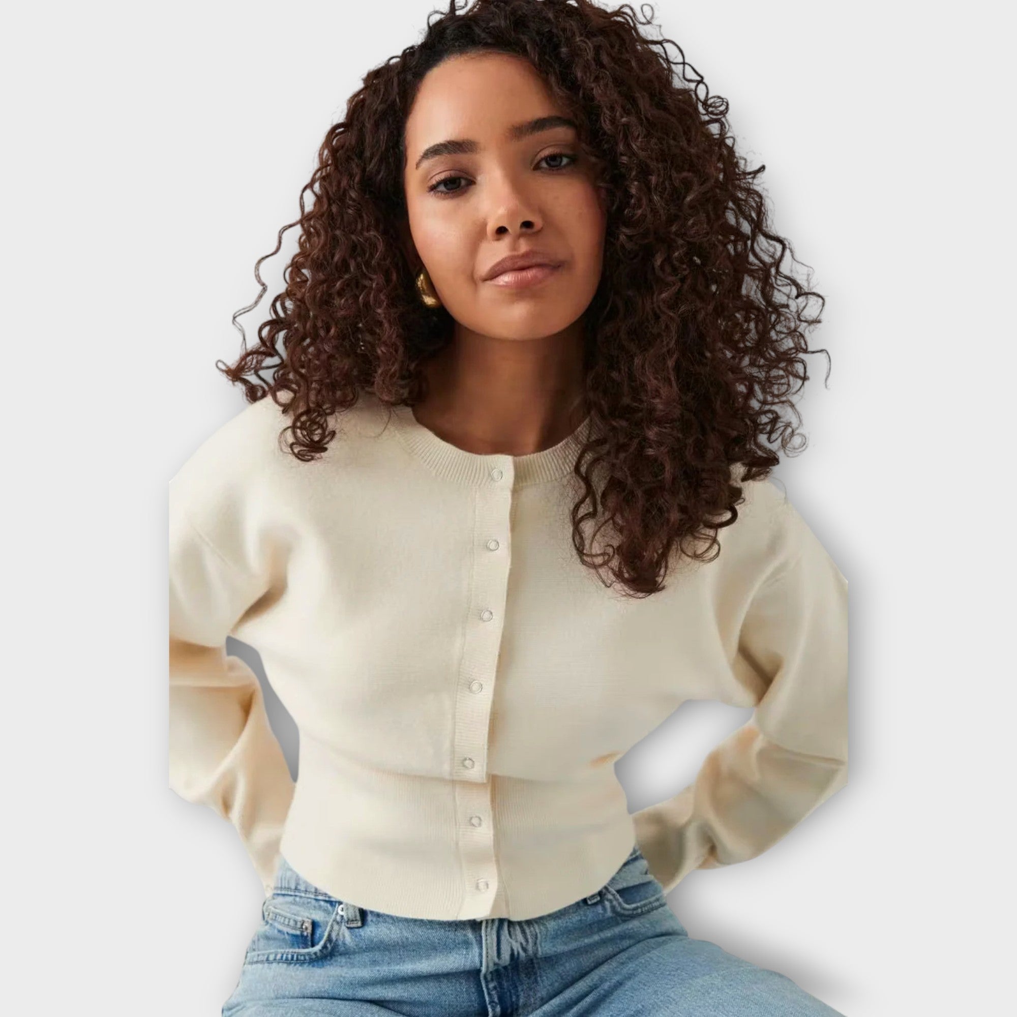 Modern Cropped Cardigan with Button Detail