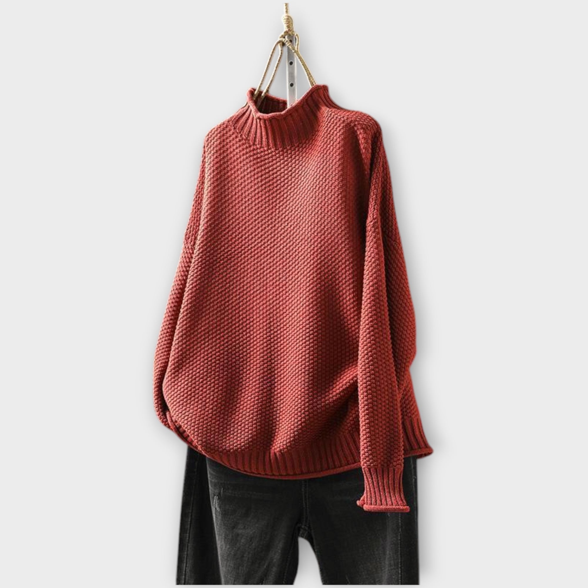 Minimalist Textured Sweater with High Neck