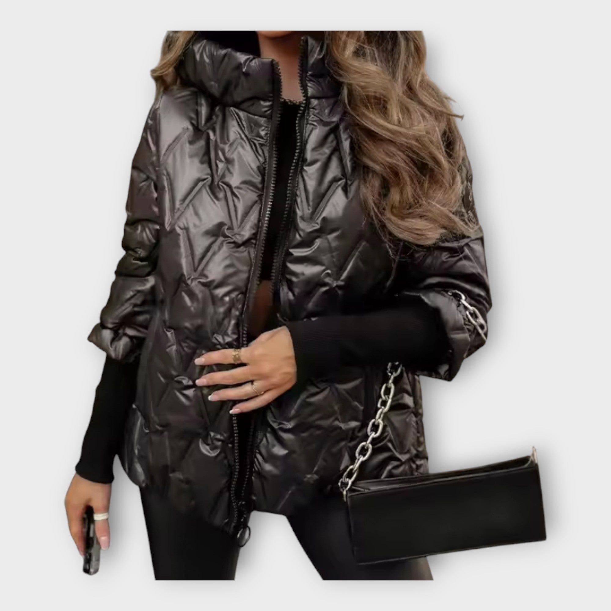 Elegant quilted hooded jacket