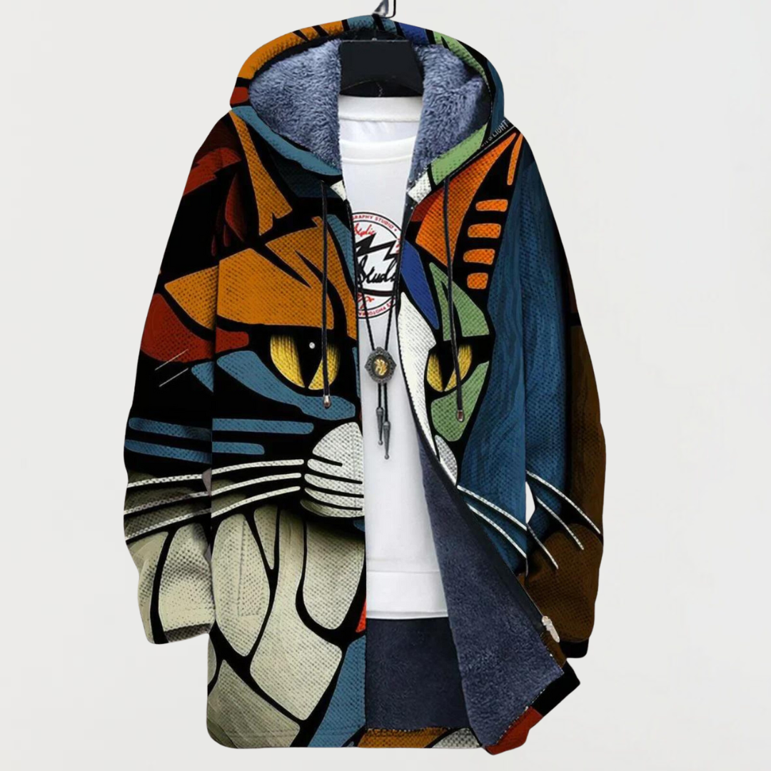 Abstract Pattern Cat Face Cardigan