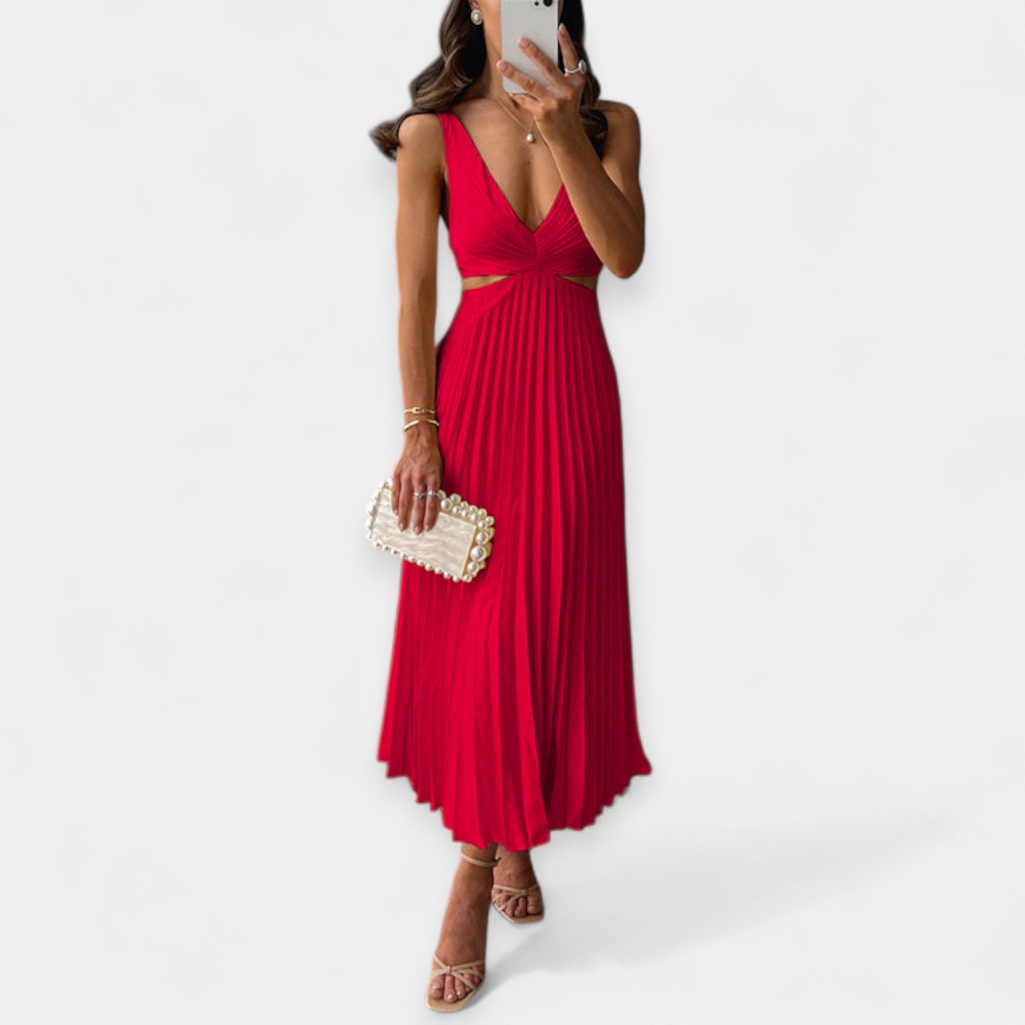 Maxi Dress with Pleated Design