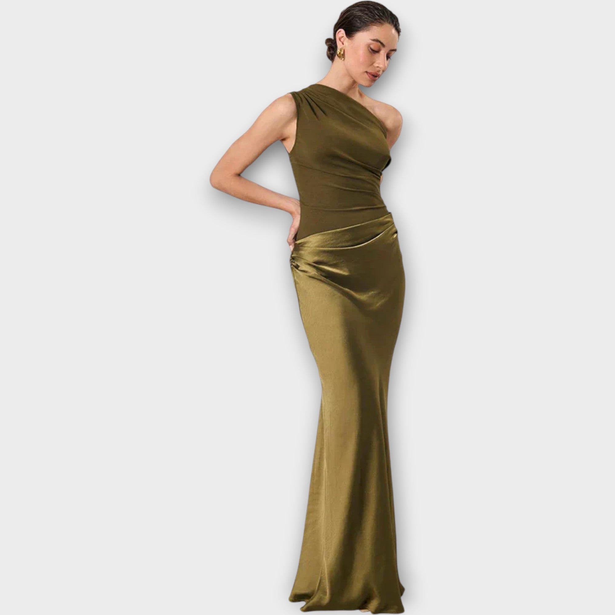 Amber One-Shoulder Satin Maxi Dress