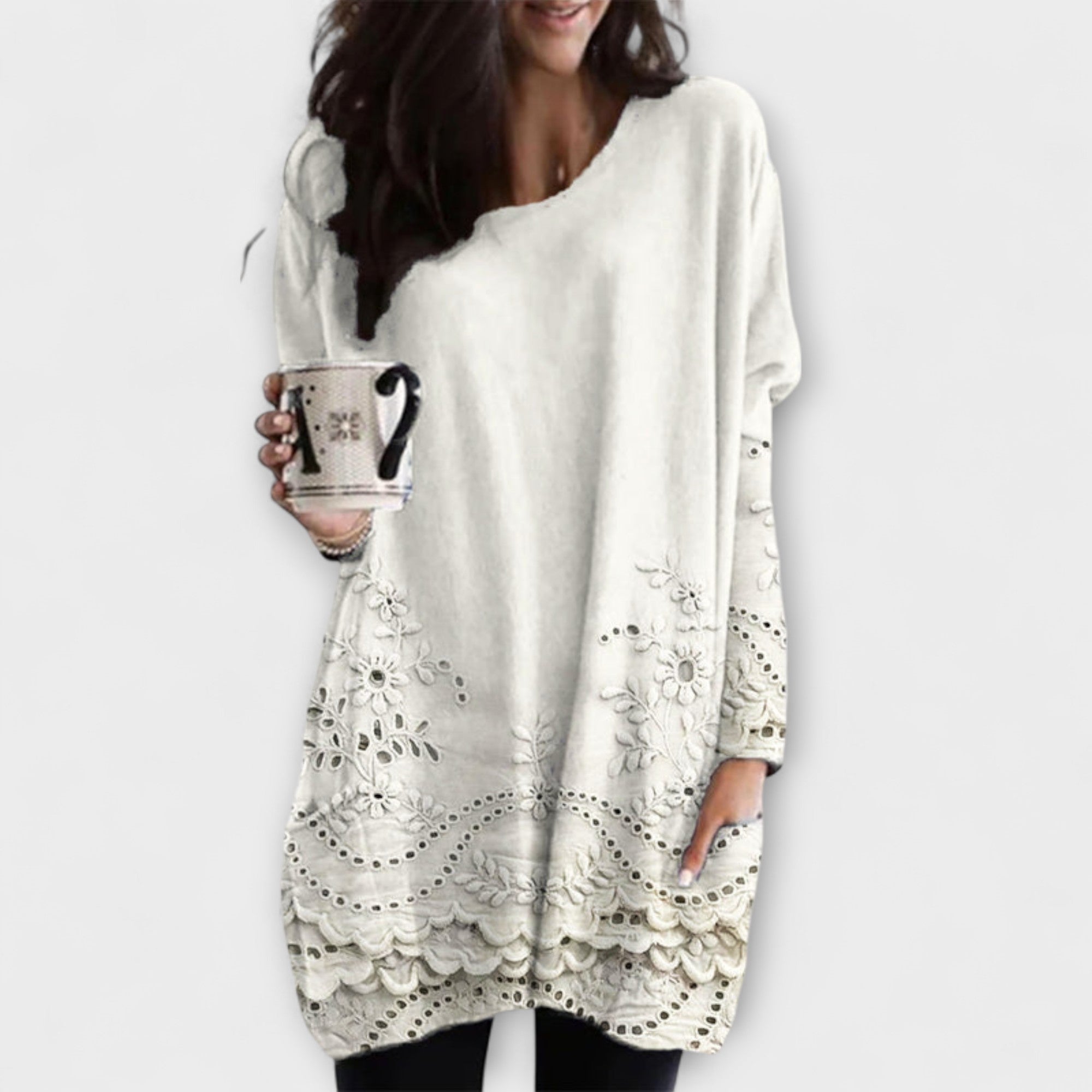Riley – Printed Sweater with Embroidery