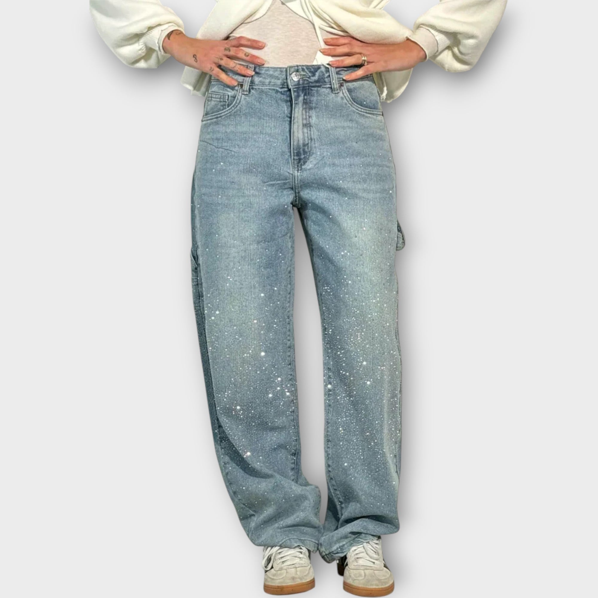 Splatter-Effect Relaxed Fit Jeans