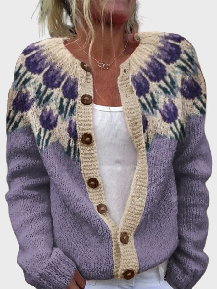Knitted Gilet with Floral Design