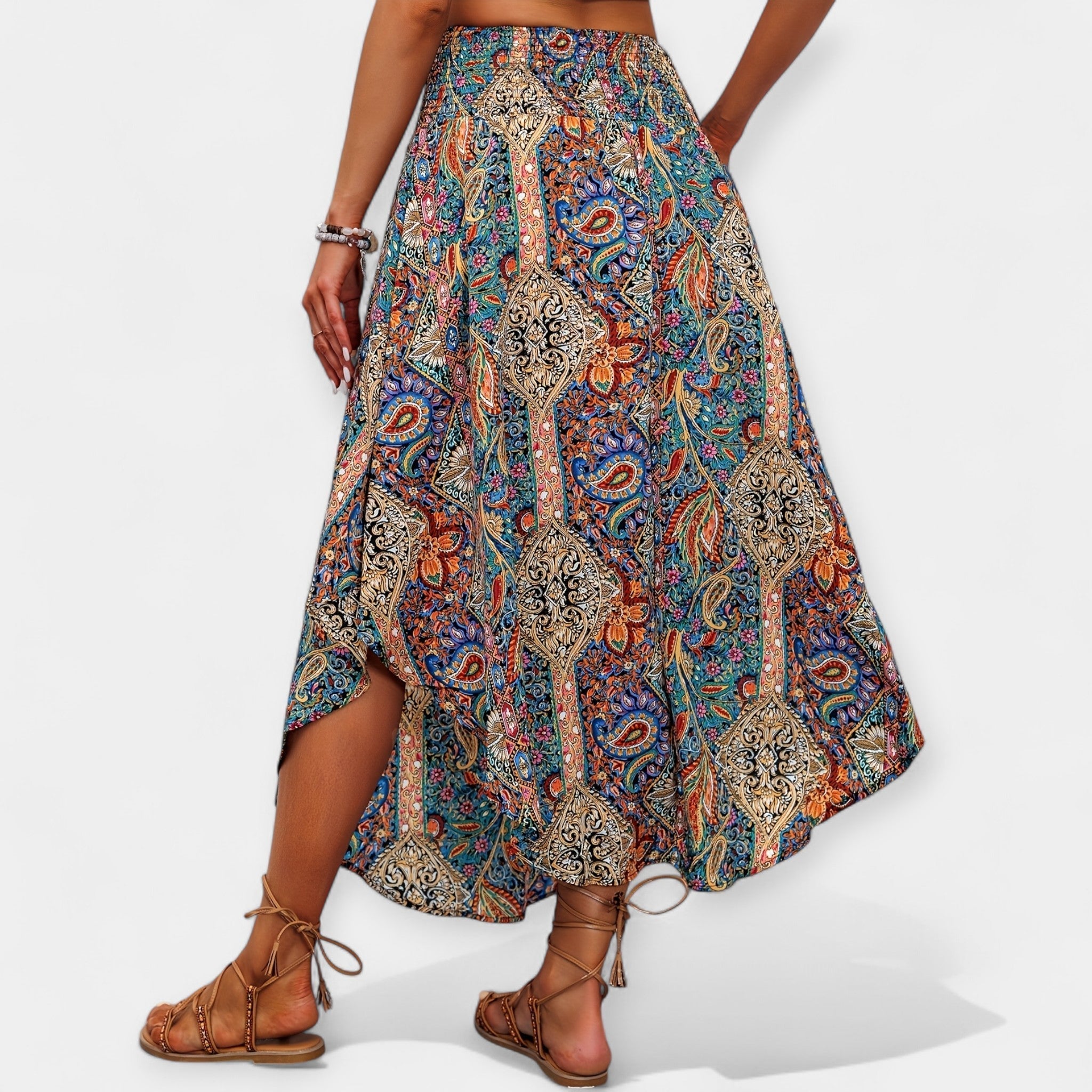 Floral Midi Skirt with High Waist