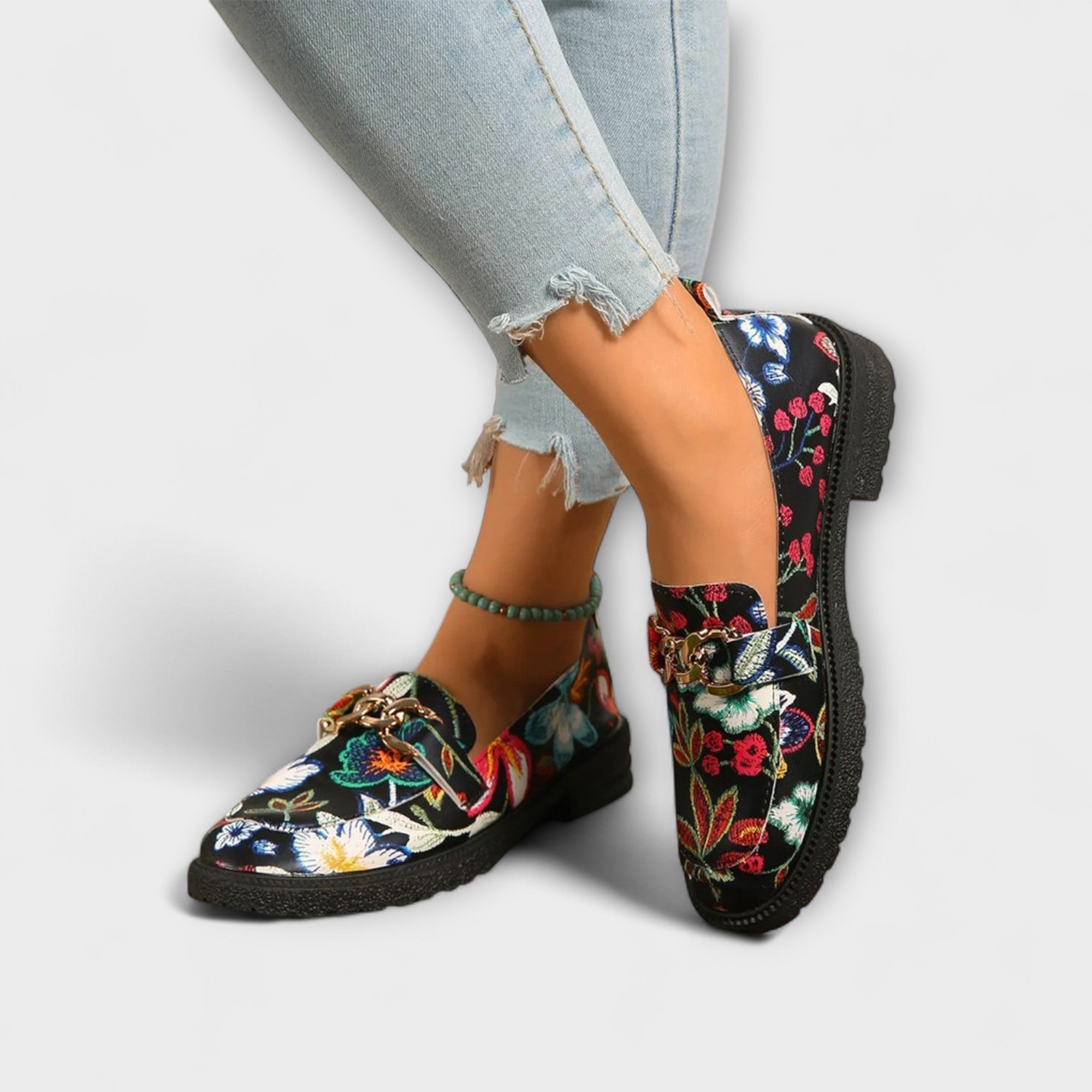 Orla – Colourful Loafers with Floral Design