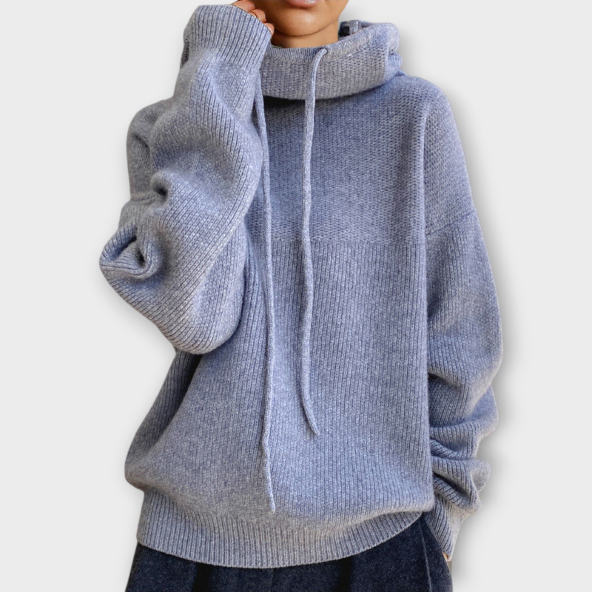 Cozy Relaxed Drawstring Turtleneck Sweater