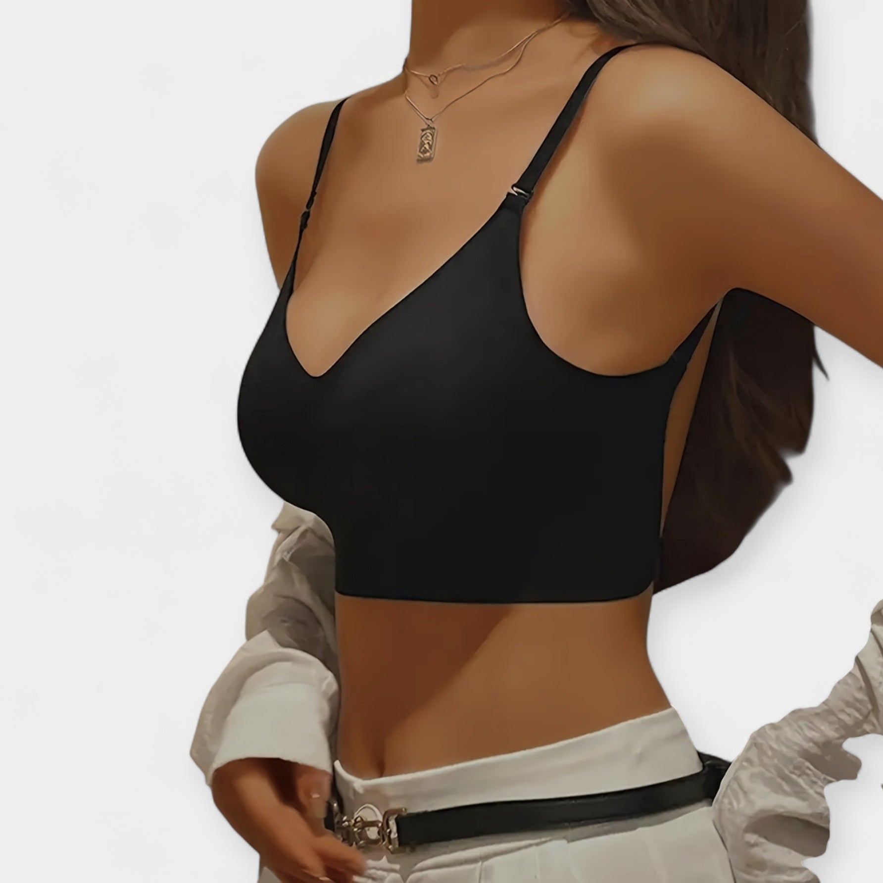 Juhtmevaba rinnahoidja avatud seljaga