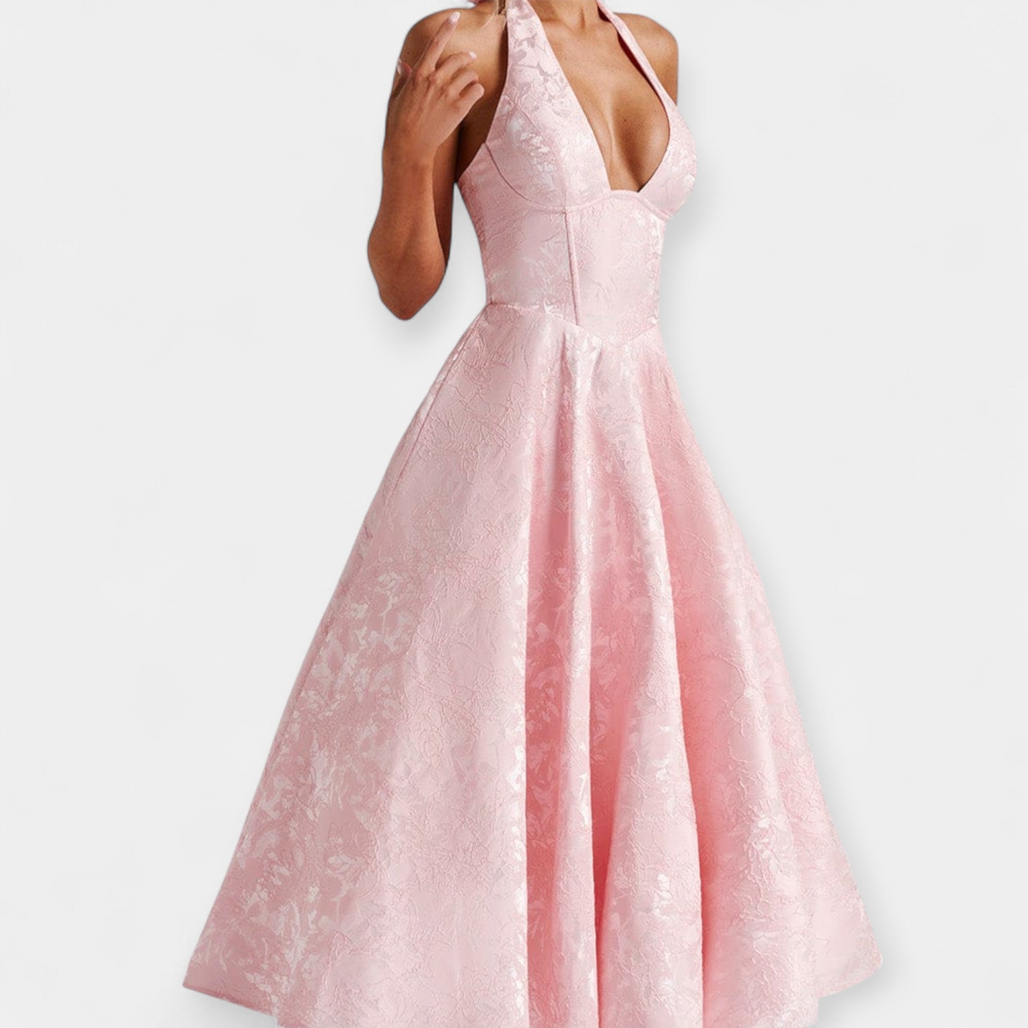 Midi Dress with Open Back and Stylish Corset