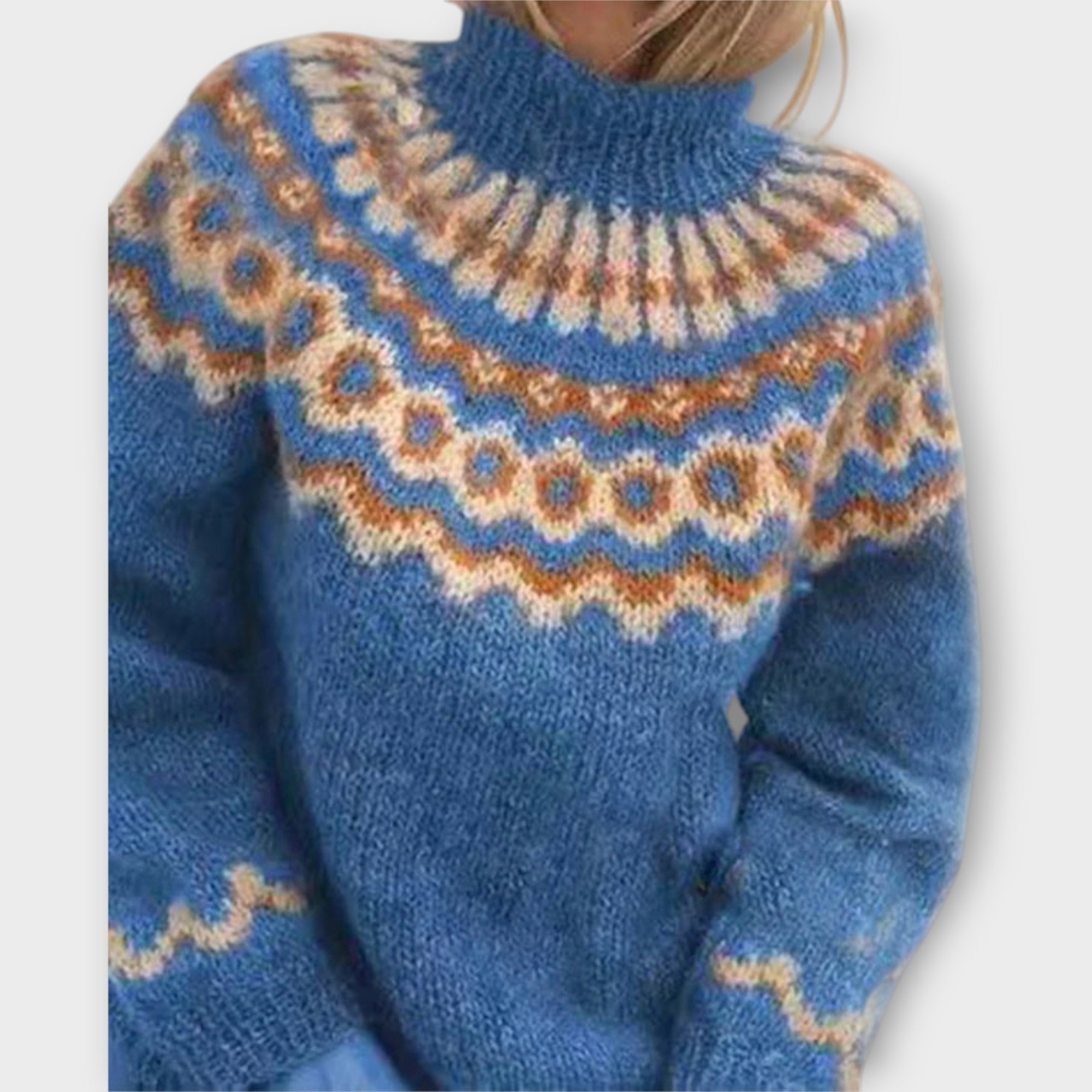 Knitted Sweater with Design on the Collar