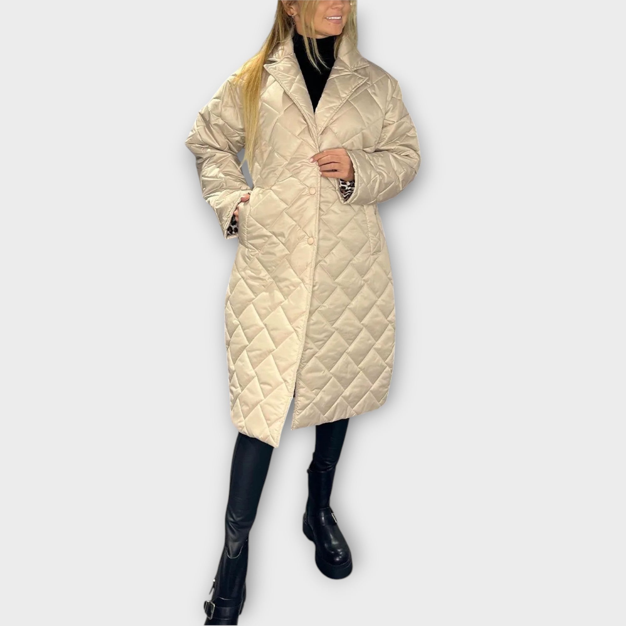 Reversible Padded Jacket with Leopard Lining