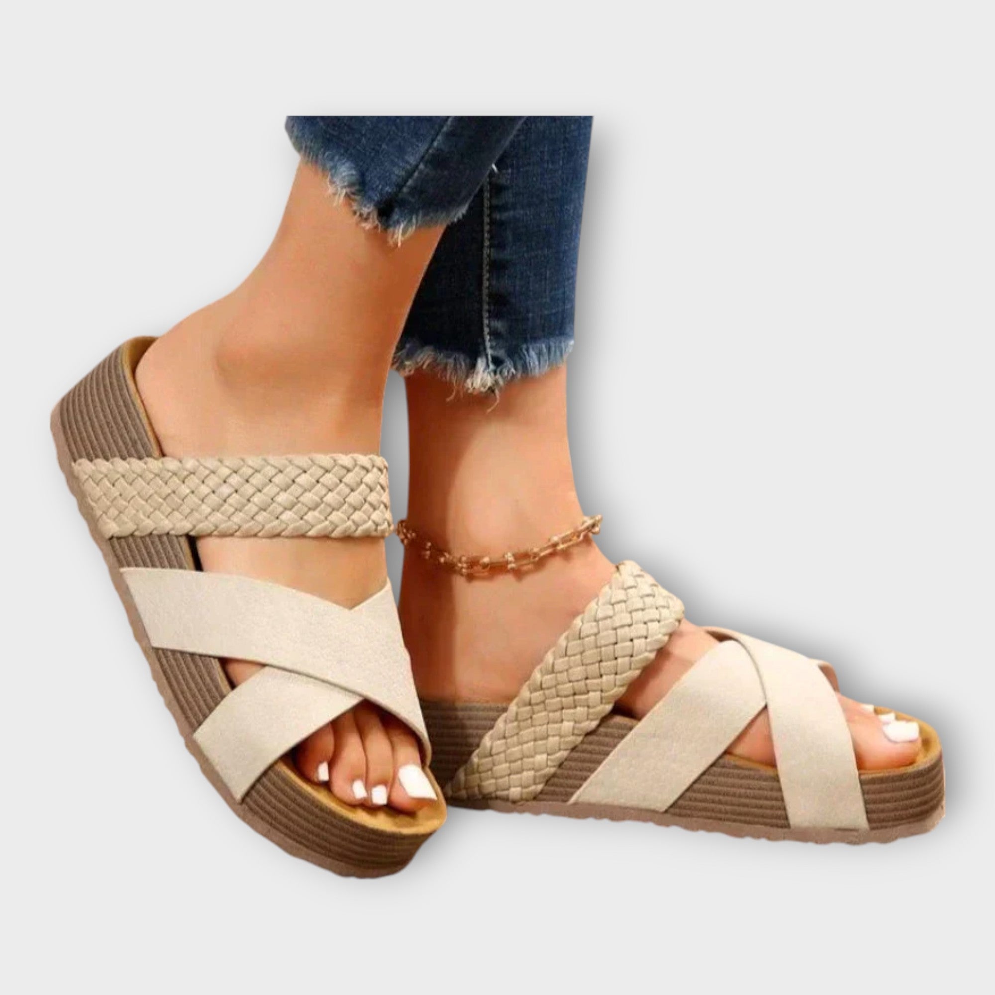 Platforms with Woven Detail and Wide Strap