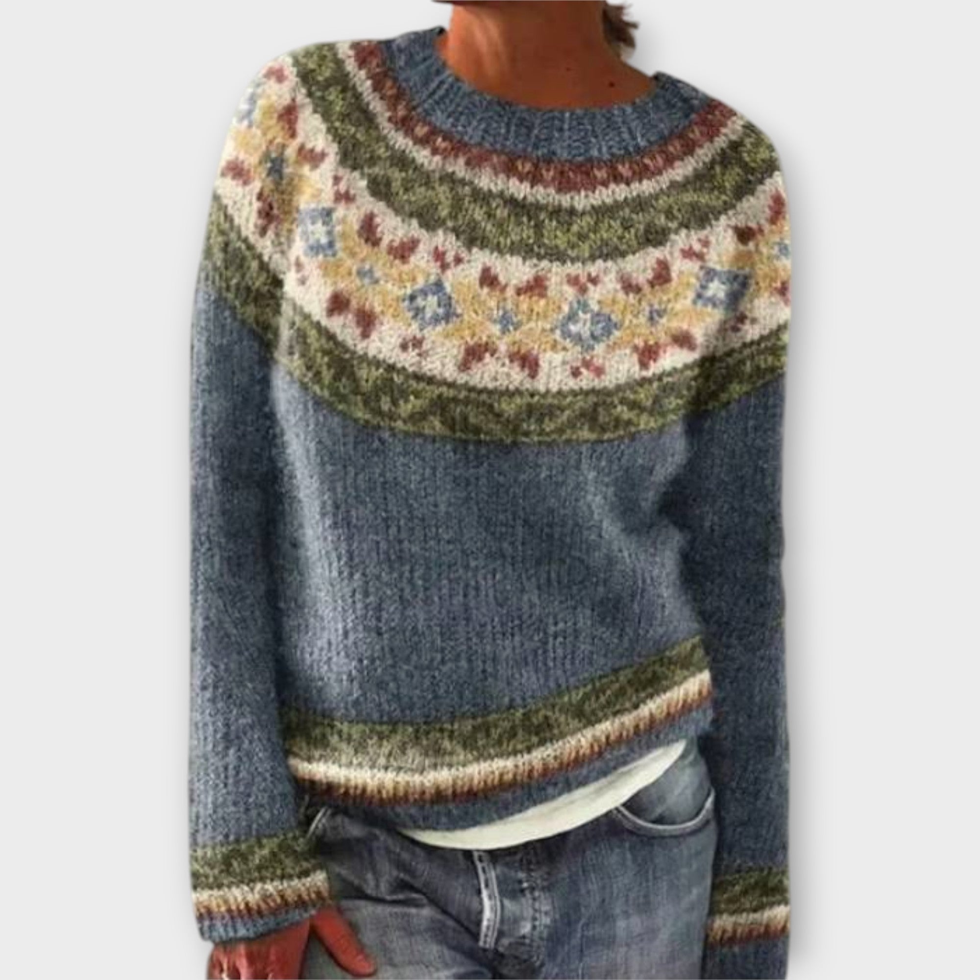 Knitted Sweater with Geometric Pattern