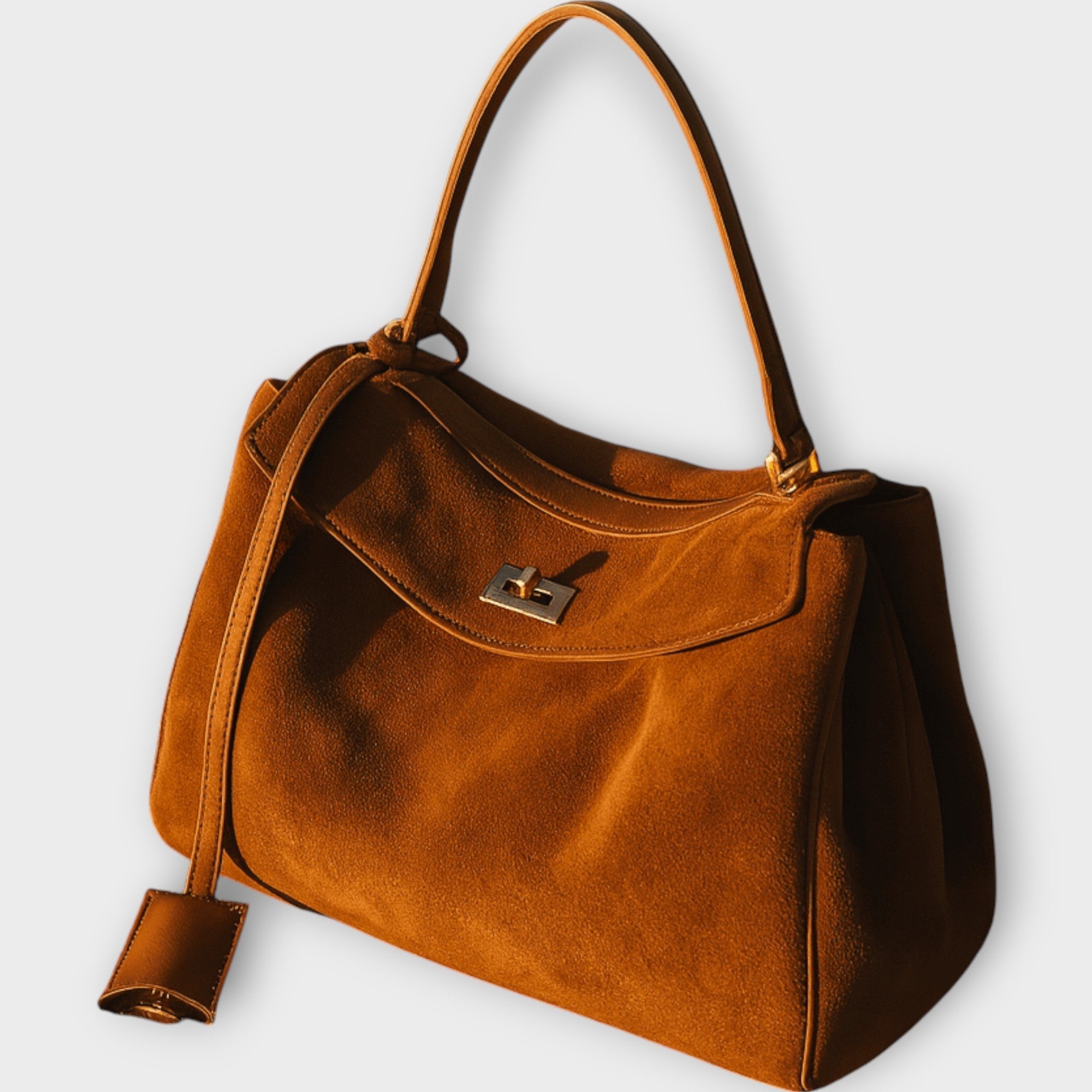 Genuine Suede Shoulder Bag with Full Grain Leather Lining