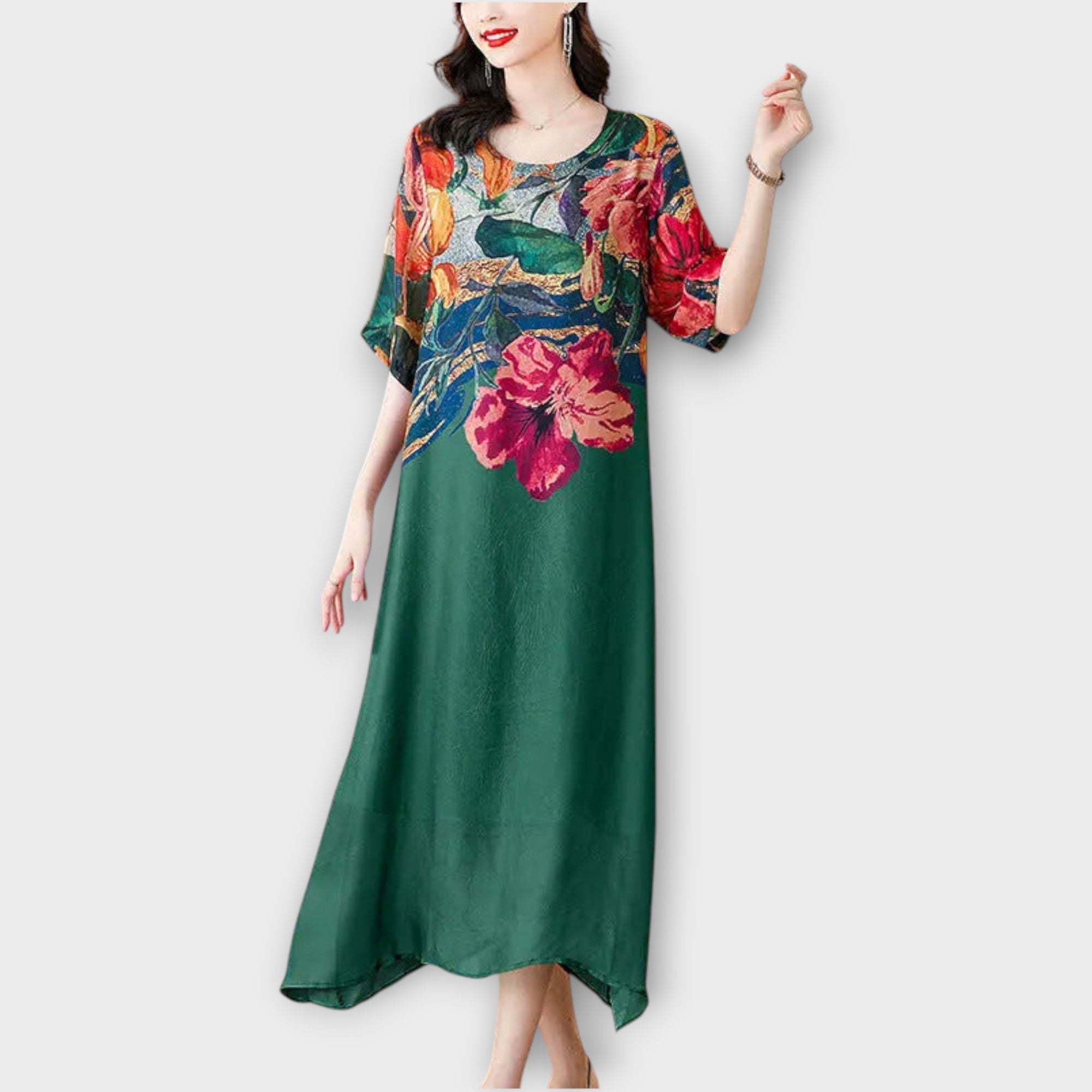 Elegant Floral Print Maxi Dress
