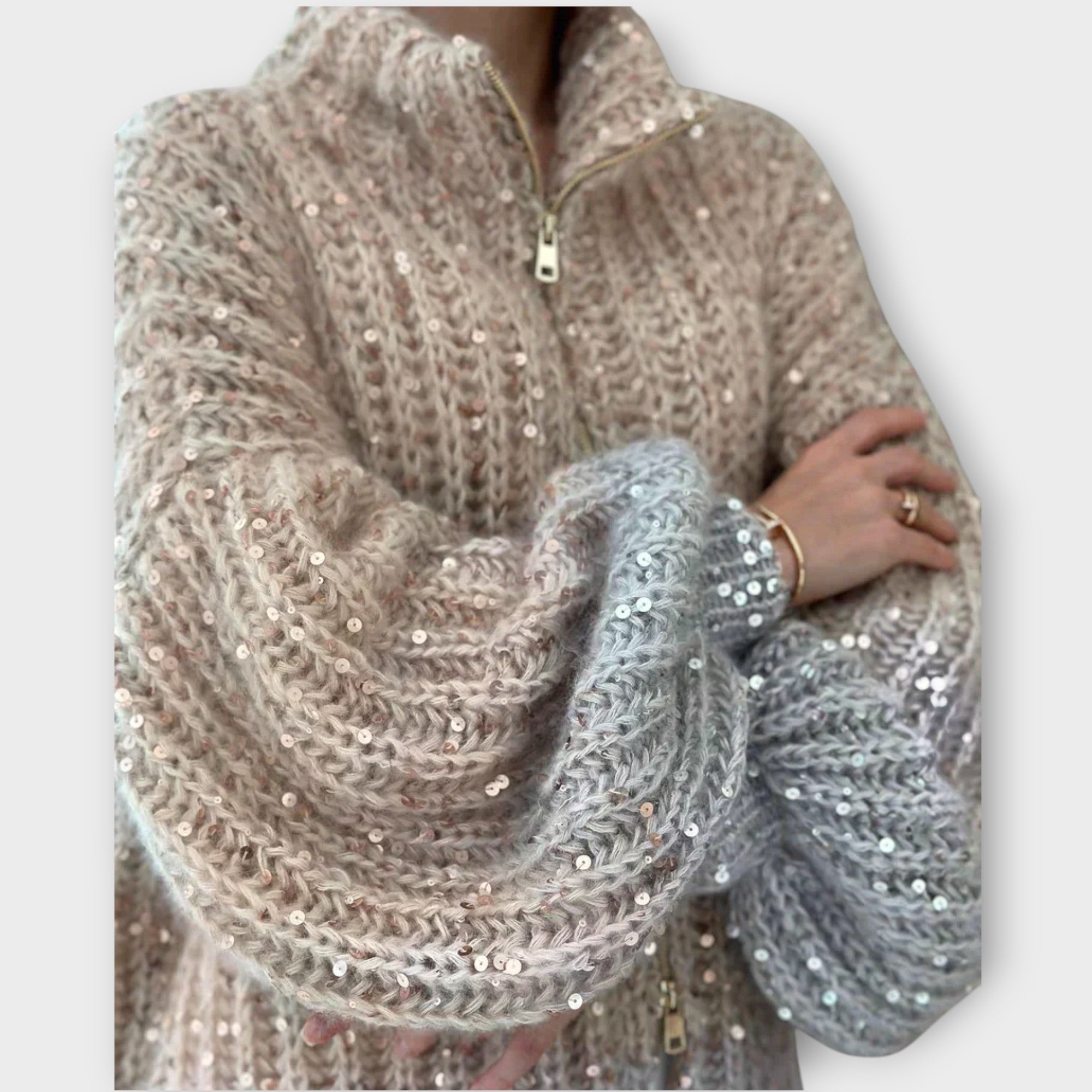 Chunky Knit Sequin Sweater