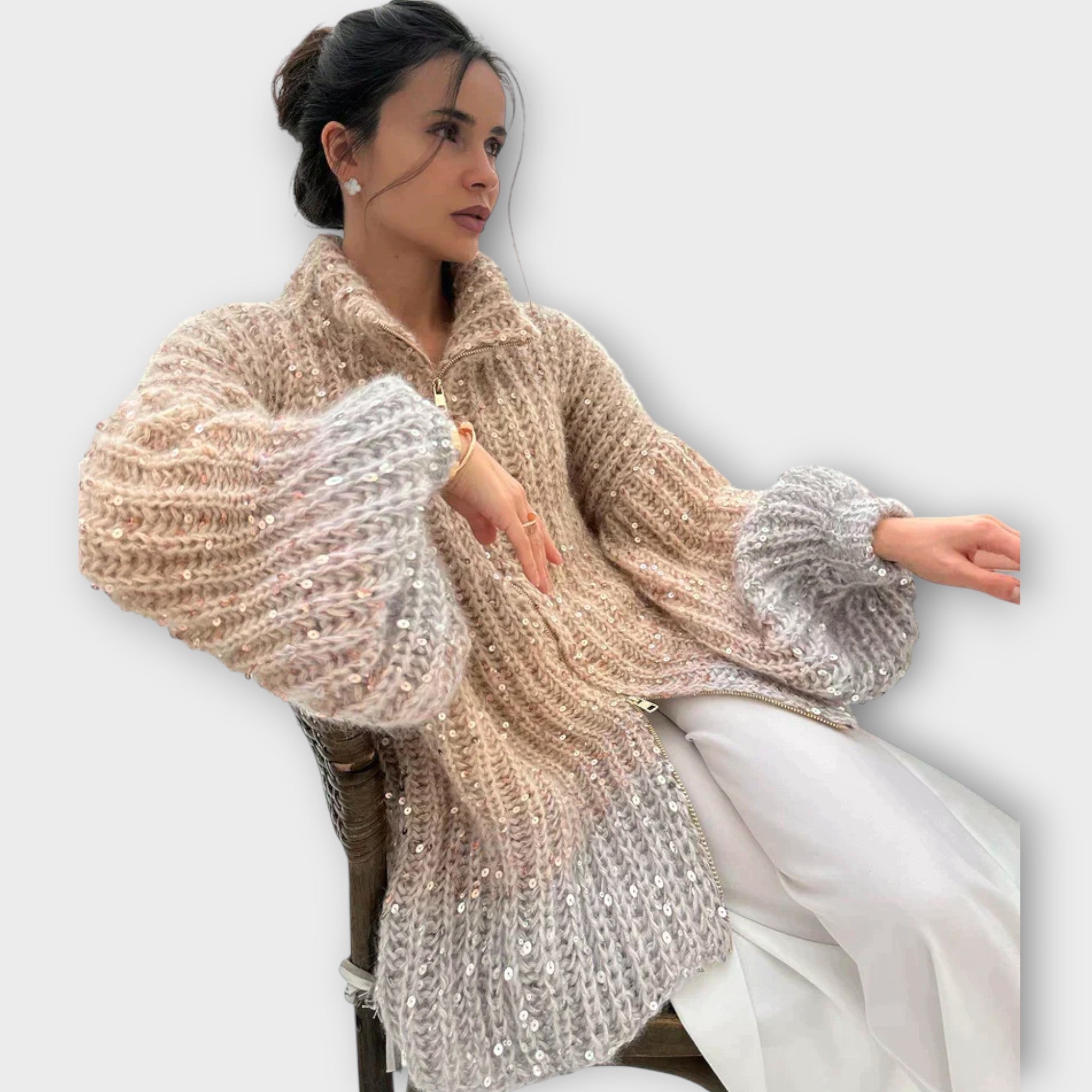 Chunky Knit Sequin Sweater