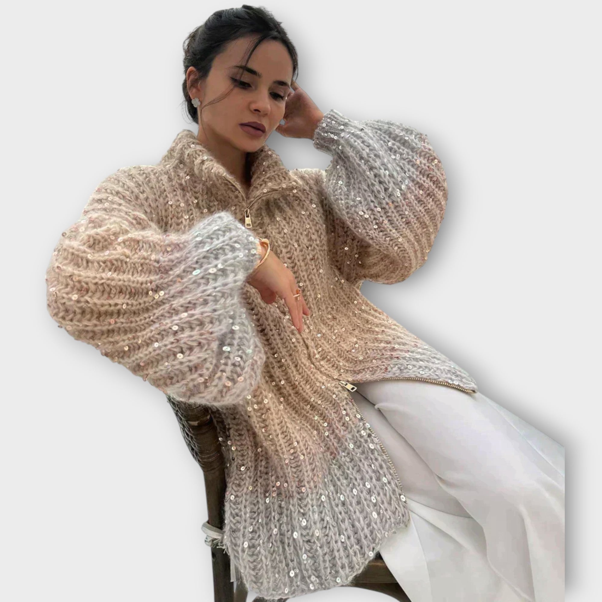 Chunky Knit Sequin Sweater