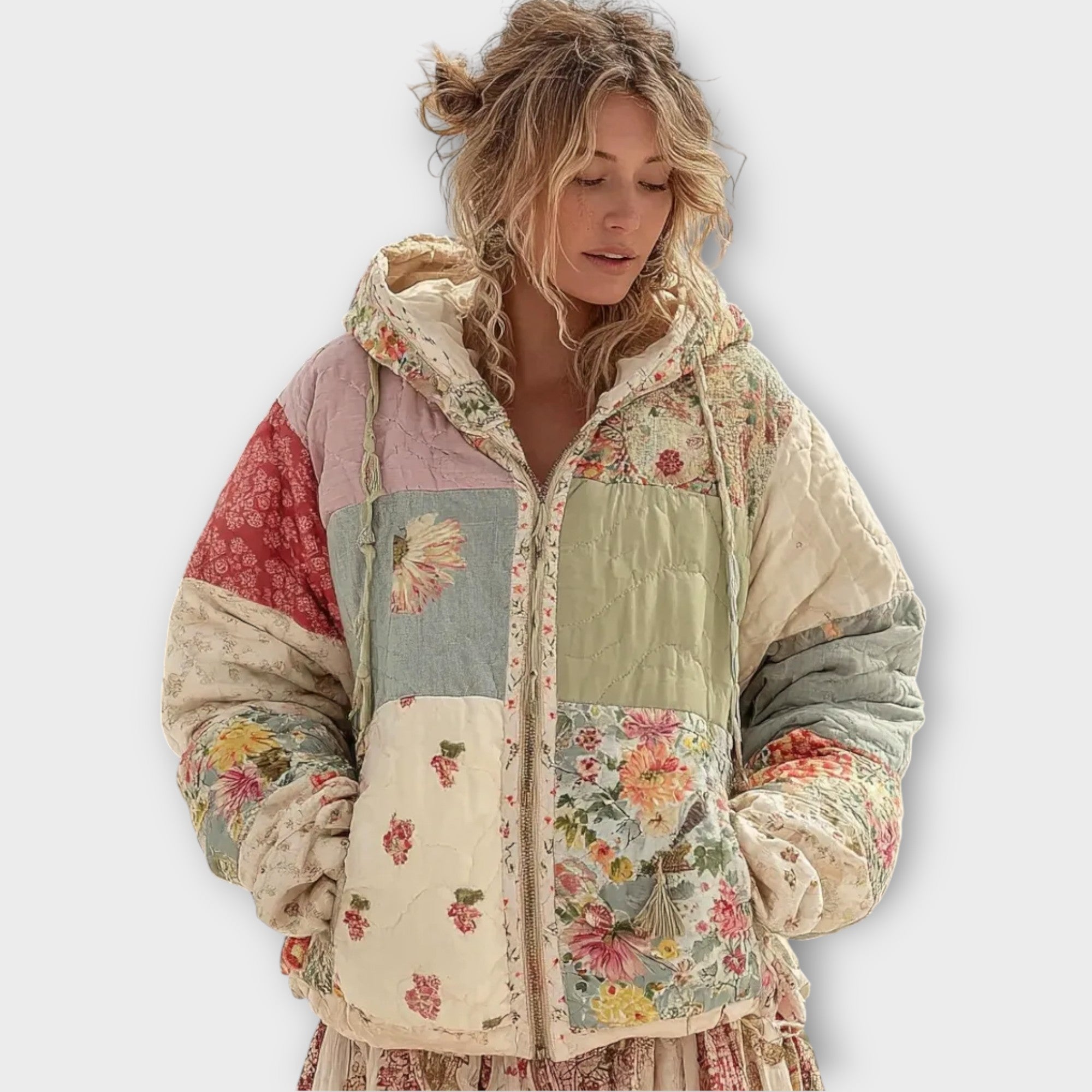 Vintage Patchwork Quilted Hooded Jacket