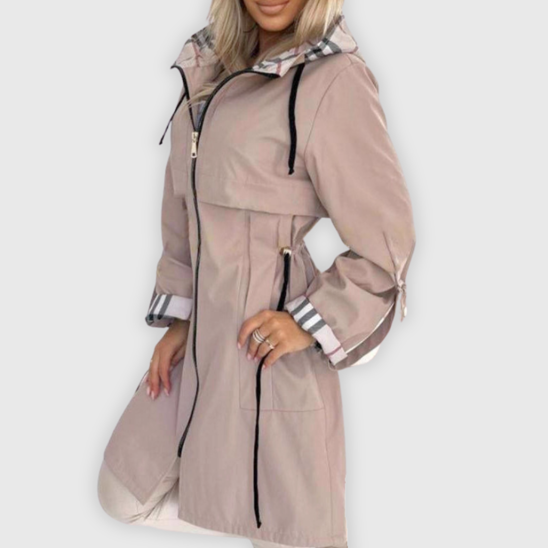 Elegant Hooded Mid-Length Trench Coat
