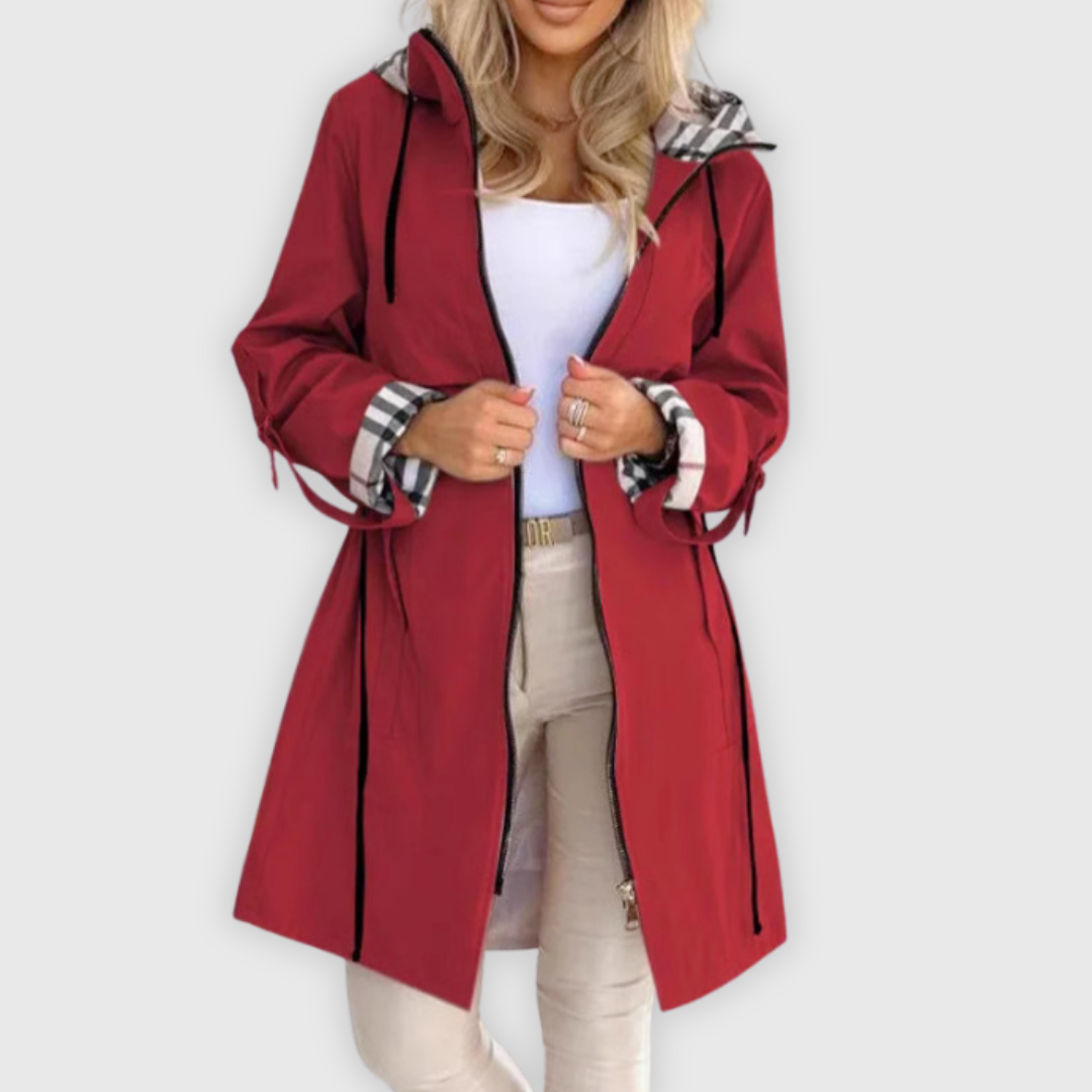 Elegant Hooded Mid-Length Trench Coat