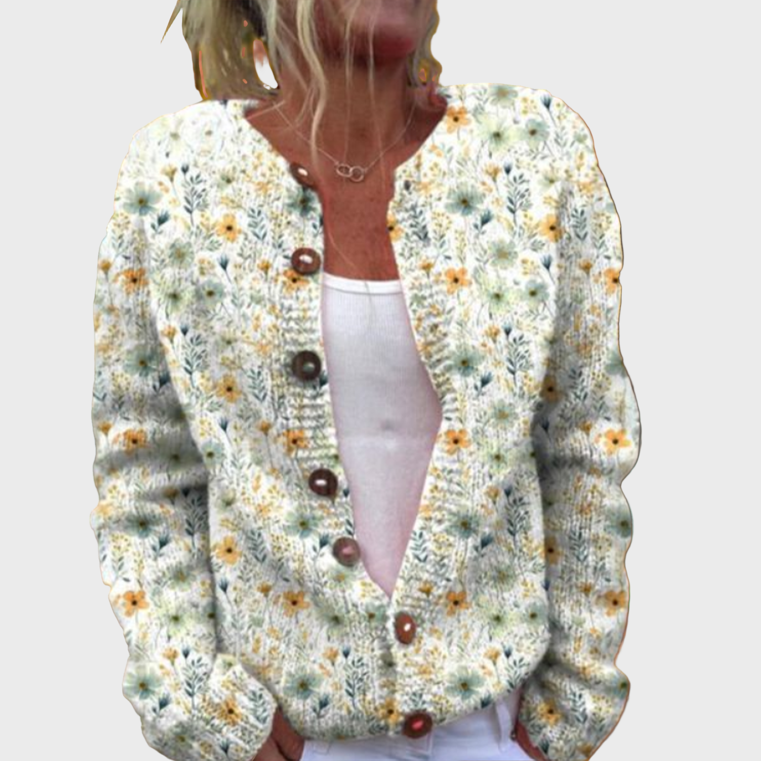 Knitted Gilet with Floral Pattern