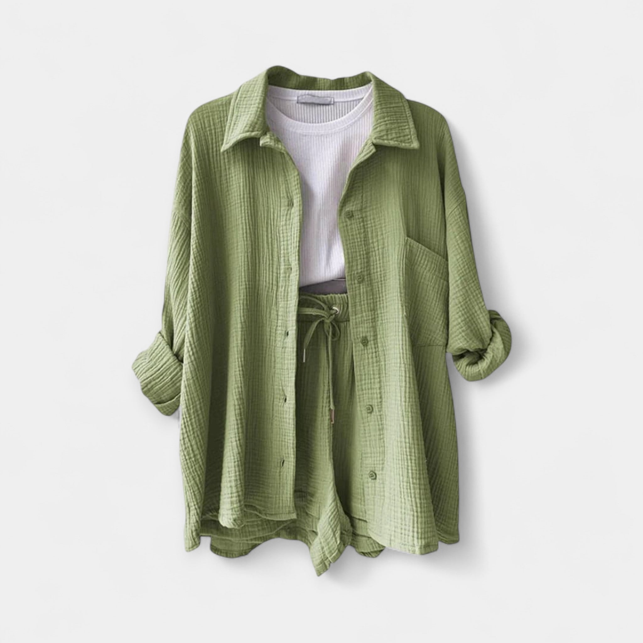 Two-tone summer top-shorts set